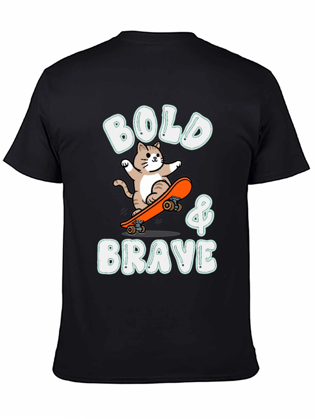 Bold & Brave Cat Skateboarder Graphic Tee