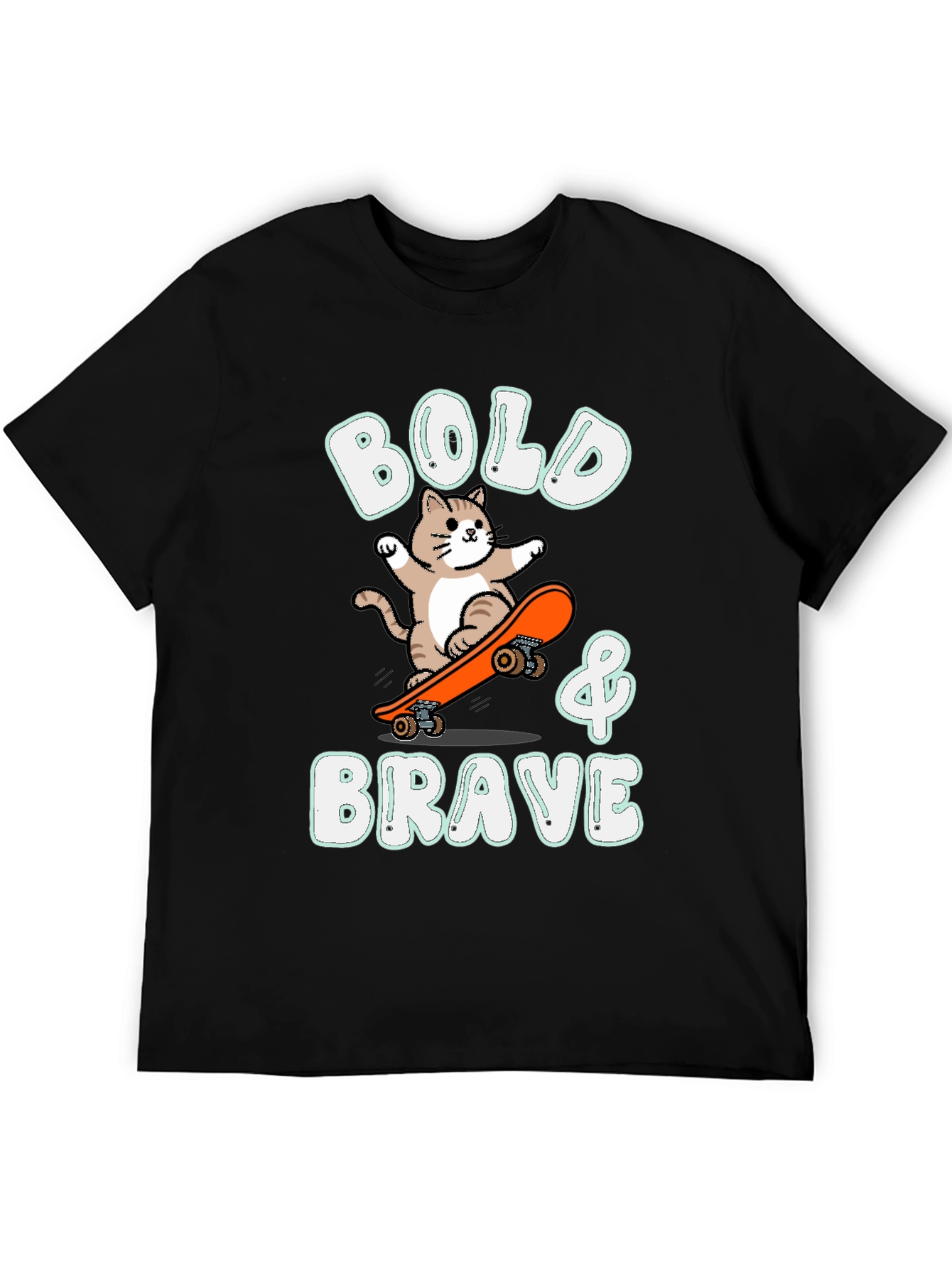 Bold & Brave Cat Skateboarder Graphic Tee