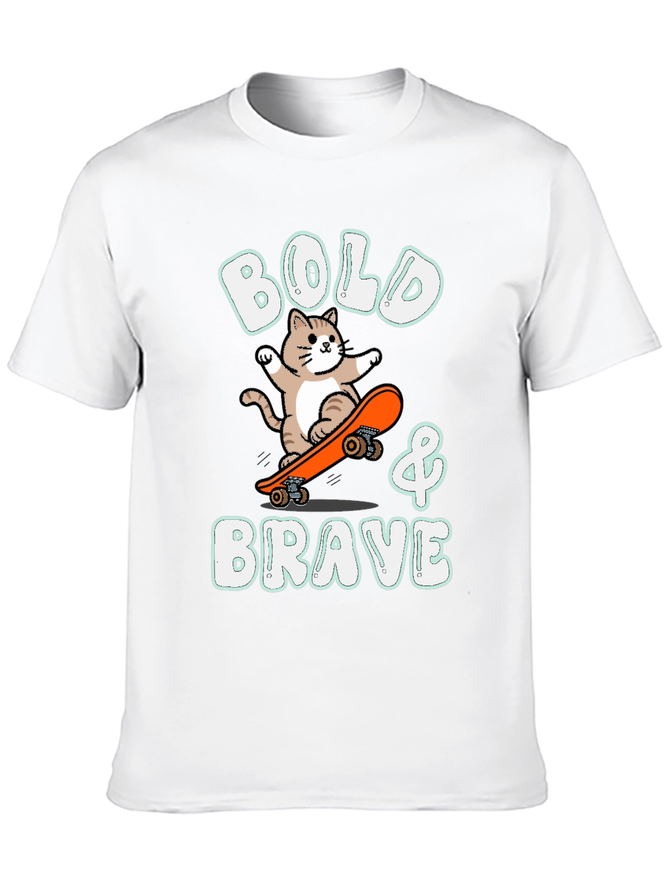 Bold & Brave Cat Skateboarder Graphic Tee