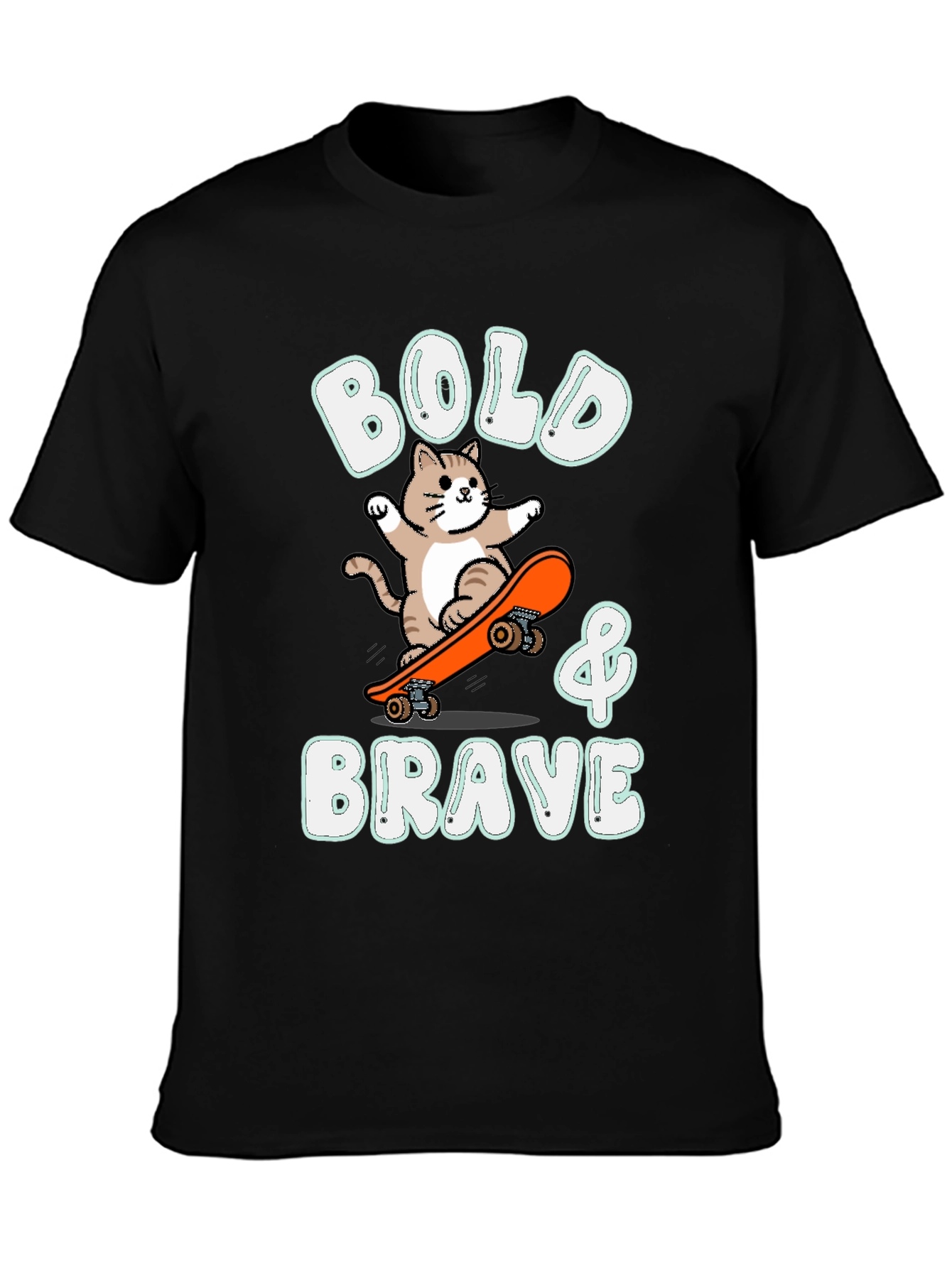 Bold & Brave Cat Skateboarder Graphic Tee