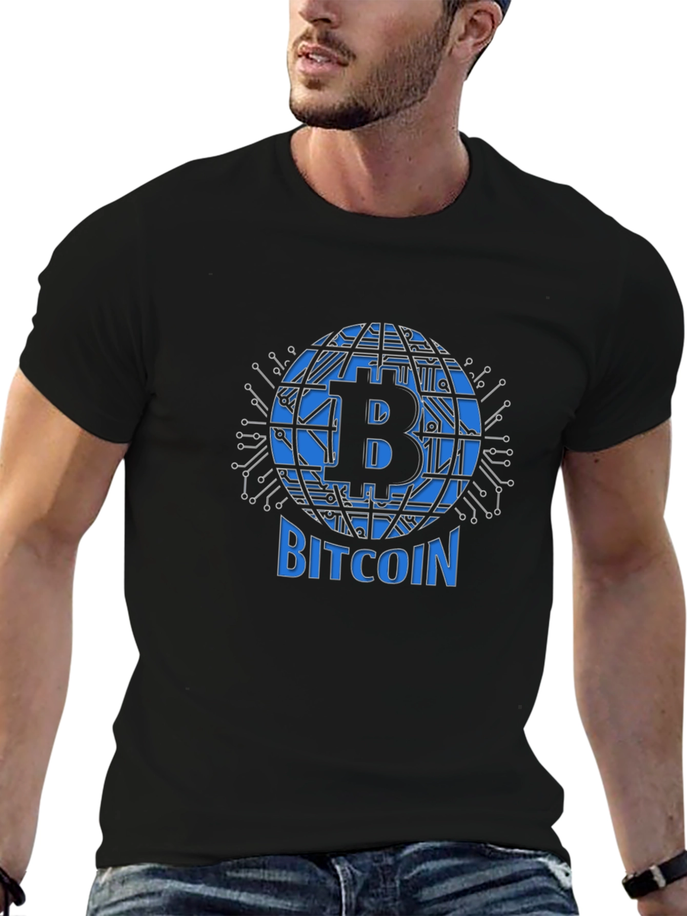 Bitcoin Globe Graphic Tee - Black