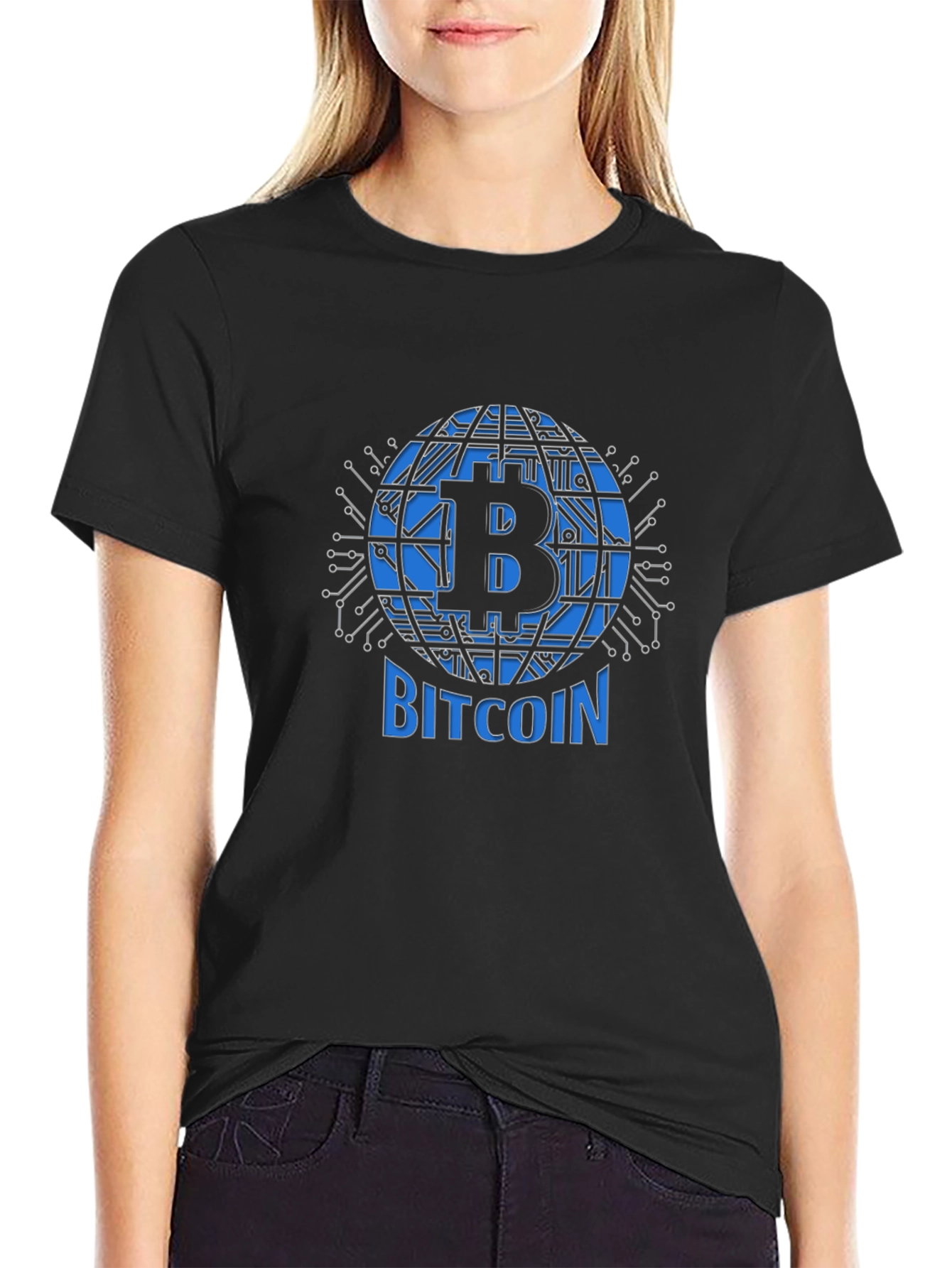Bitcoin Globe Graphic Tee - Black