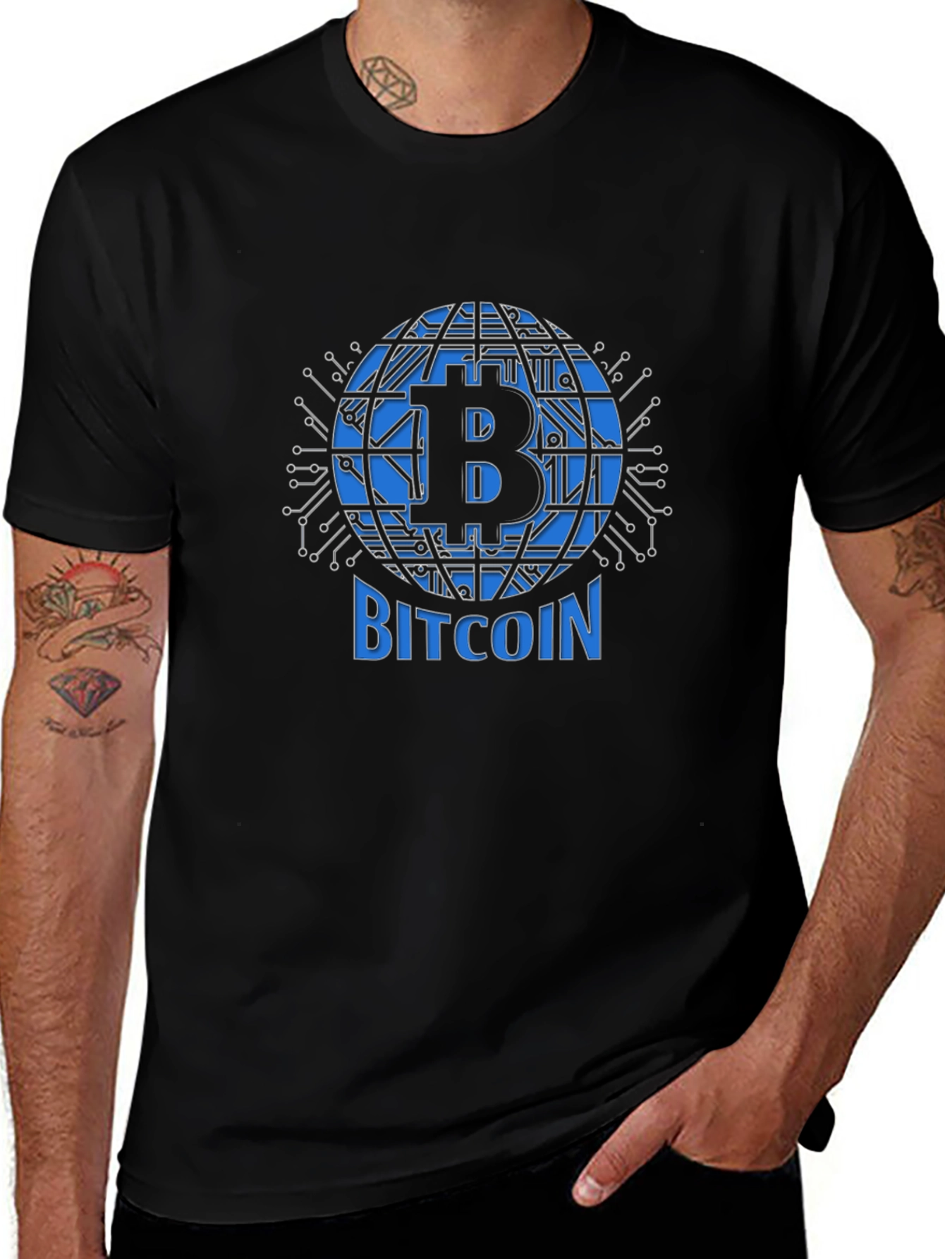 Bitcoin Globe Graphic Tee - Black