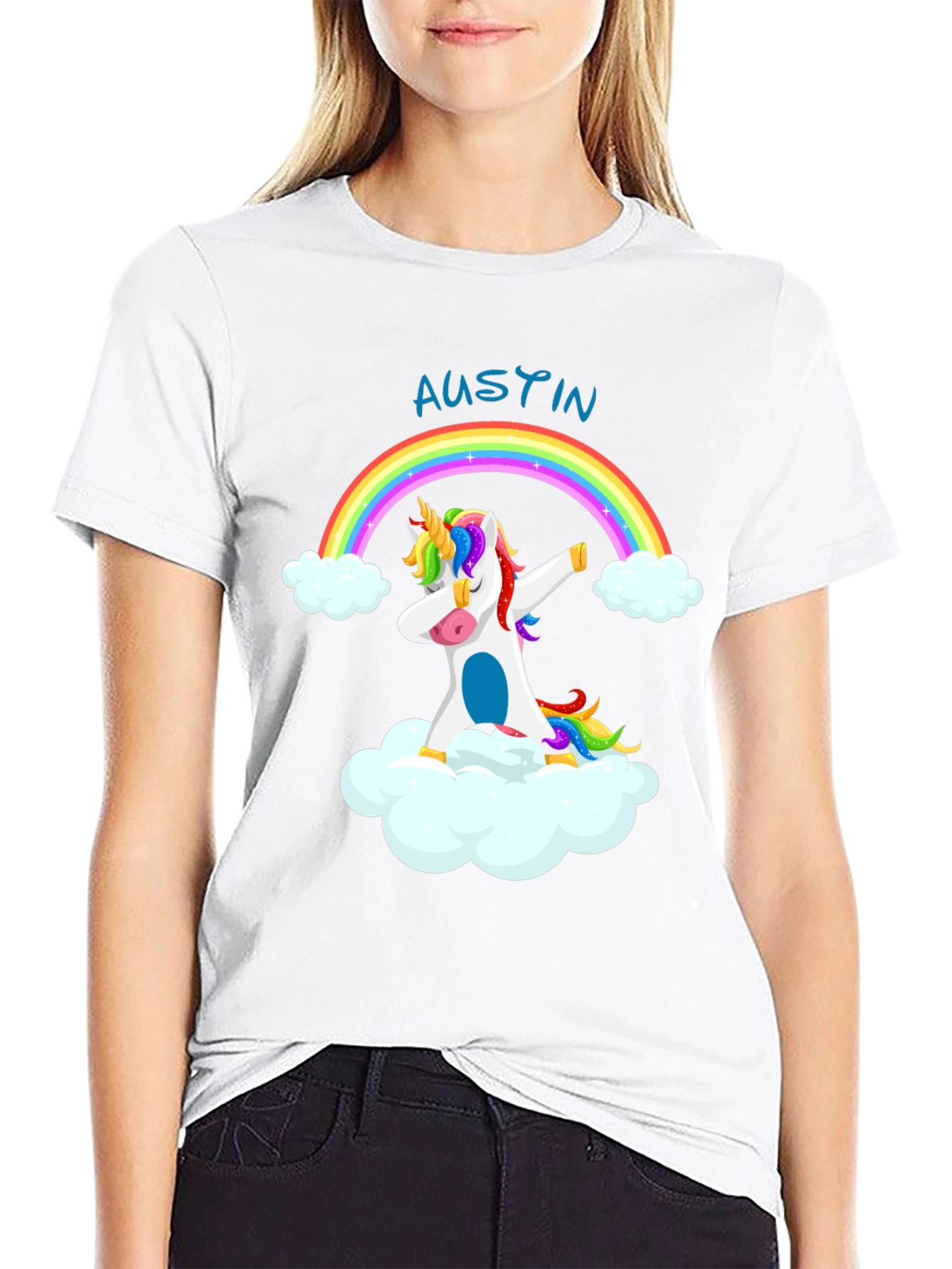 Unicorn Rainbow T-Shirt: Austin Personalized!