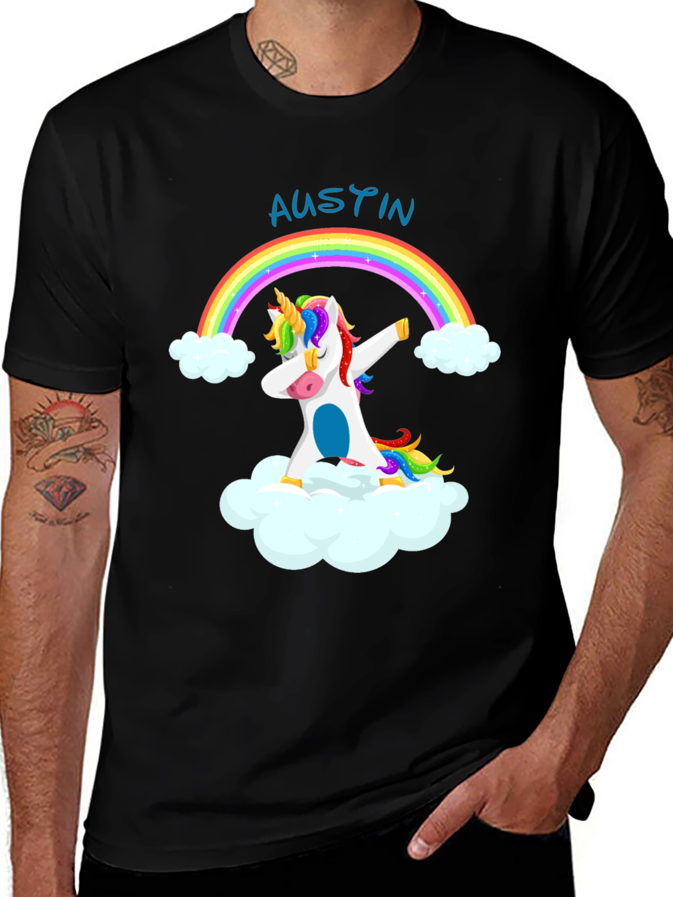 Unicorn Rainbow T-Shirt: Austin Personalized!