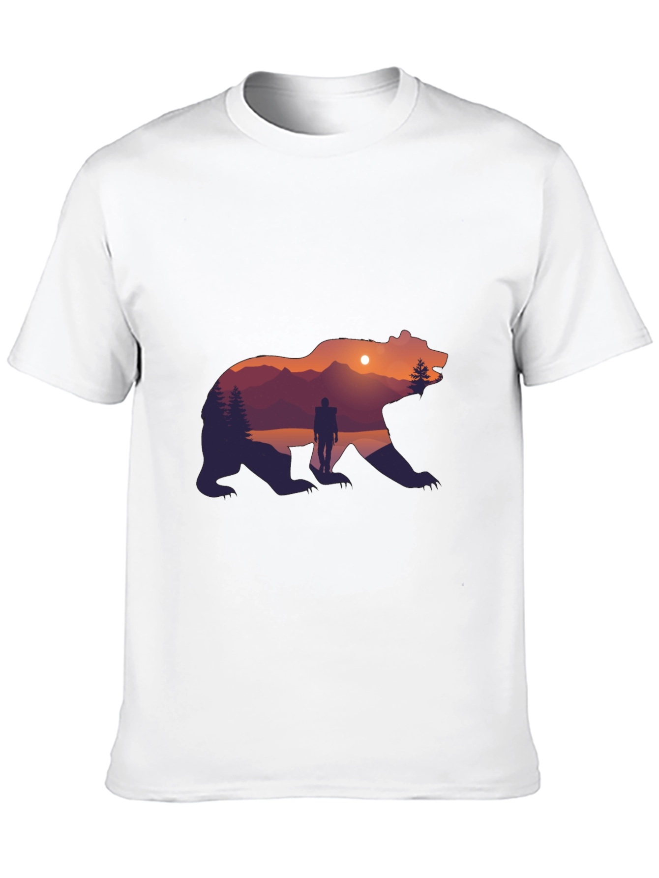 Bear Silhouette Graphic Print Crew Neck T-Shirt