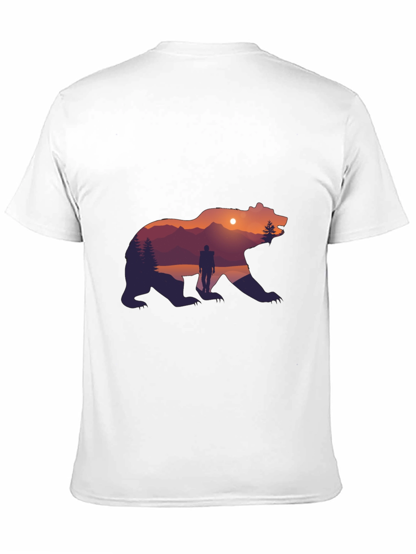 Bear Silhouette Graphic Print Crew Neck T-Shirt
