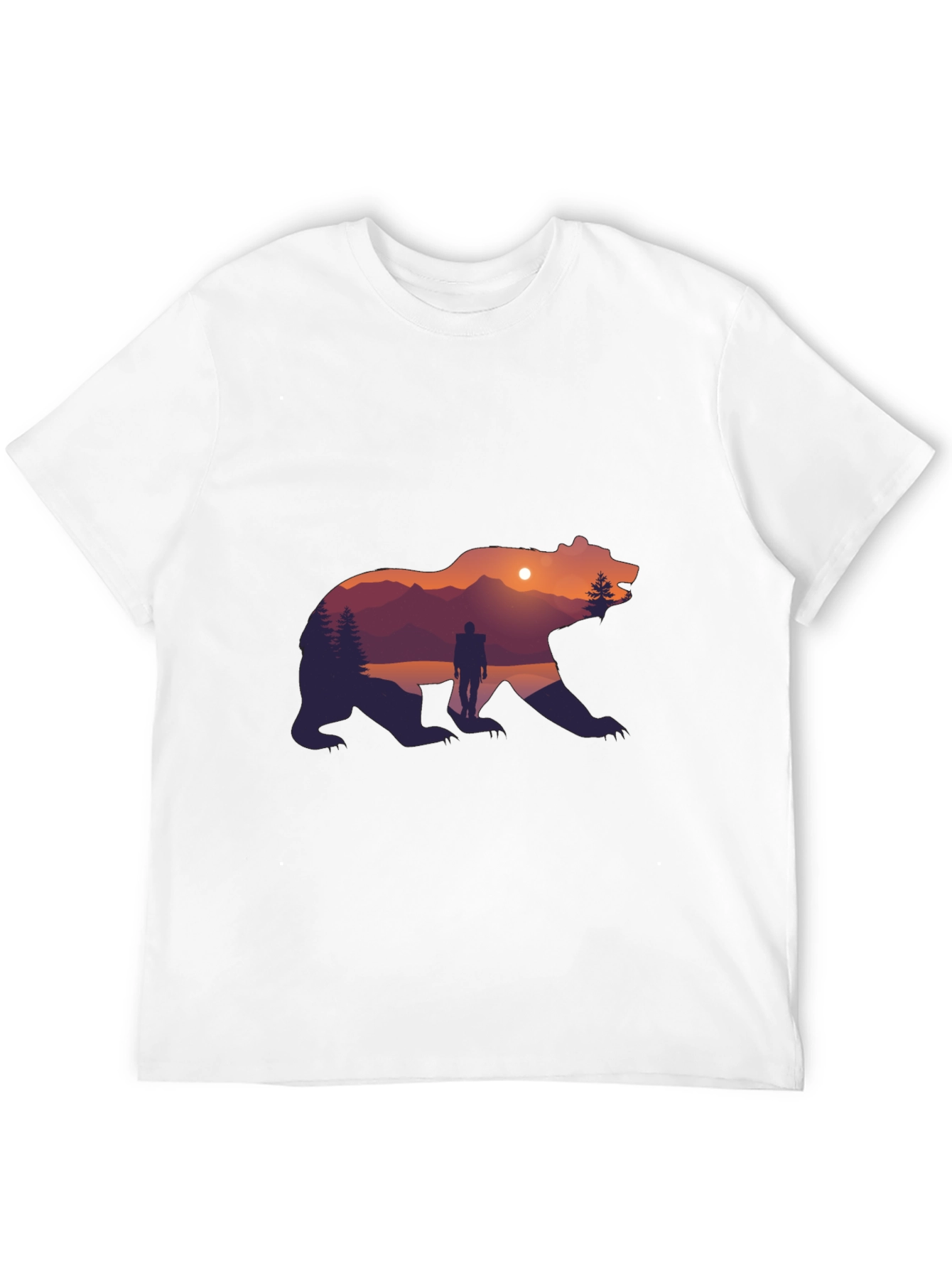 Bear Silhouette Graphic Print Crew Neck T-Shirt