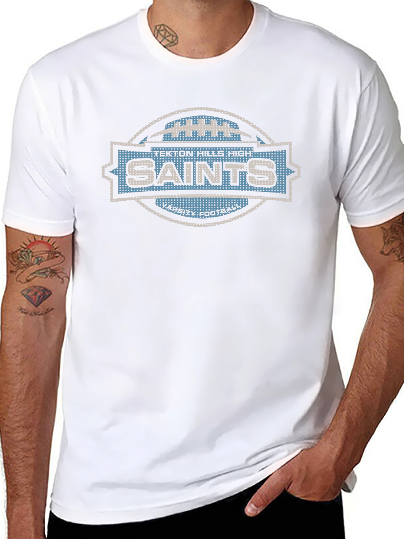 Tekton Hills Saints Varsity Football Black T-Shirt