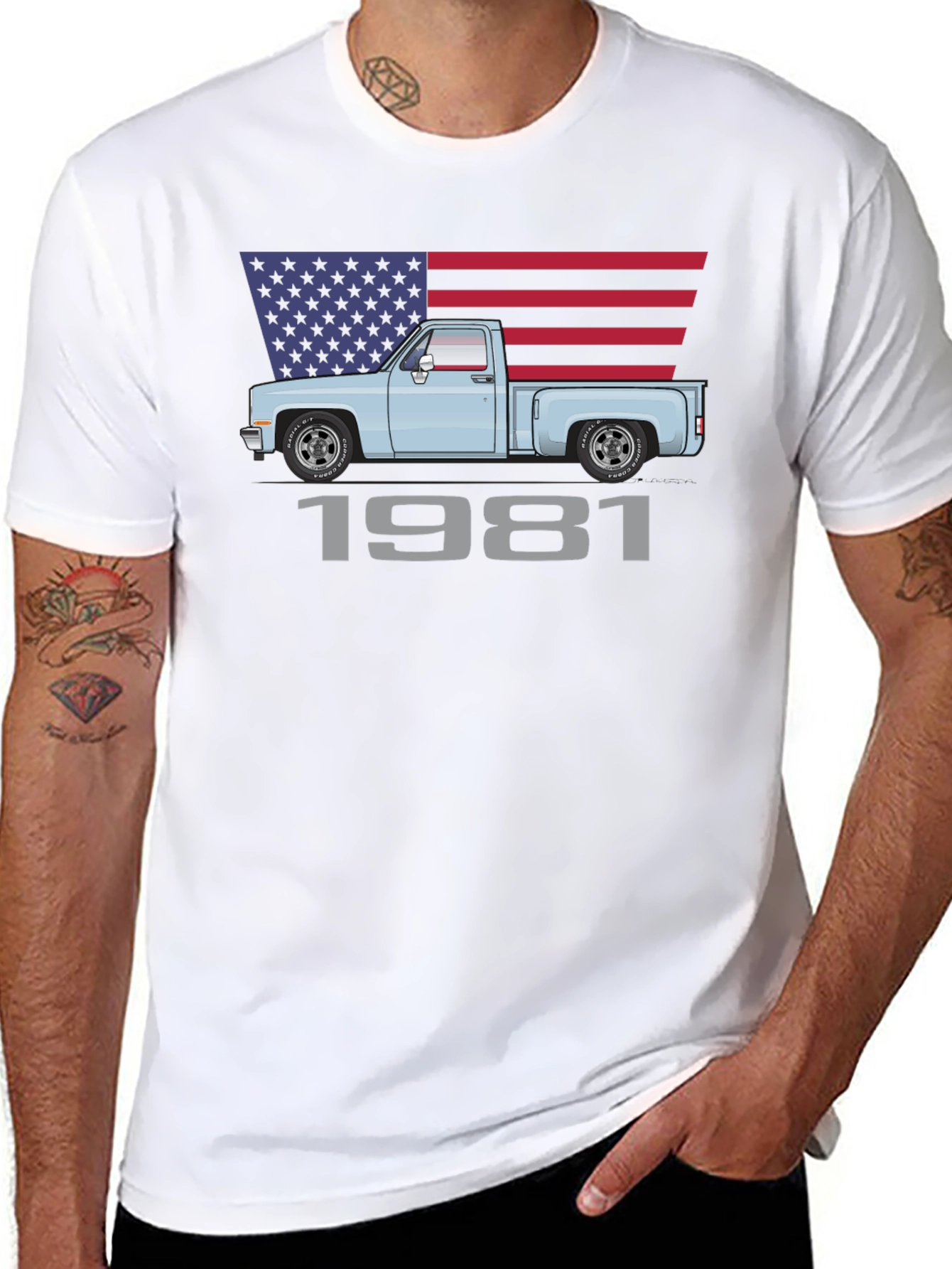 1981 Truck American Flag Graphic Tee