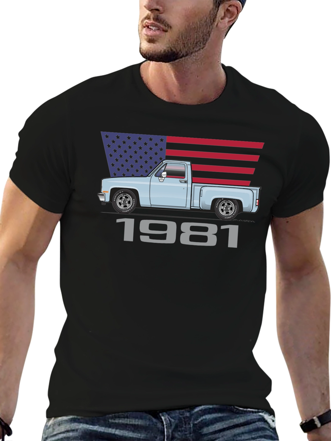1981 Truck American Flag Graphic Tee