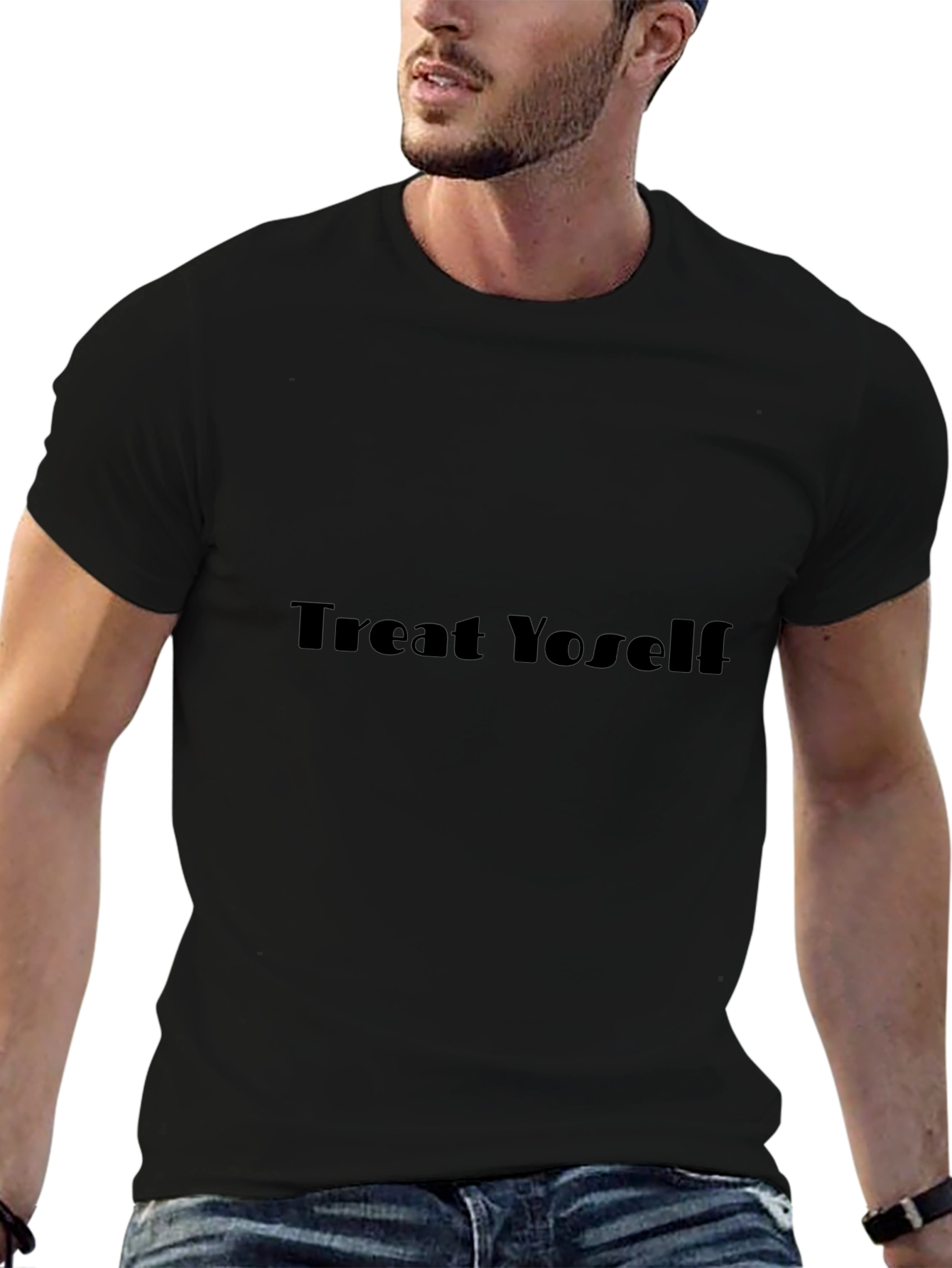 Treat Yoself! Black Short Sleeve T-Shirt