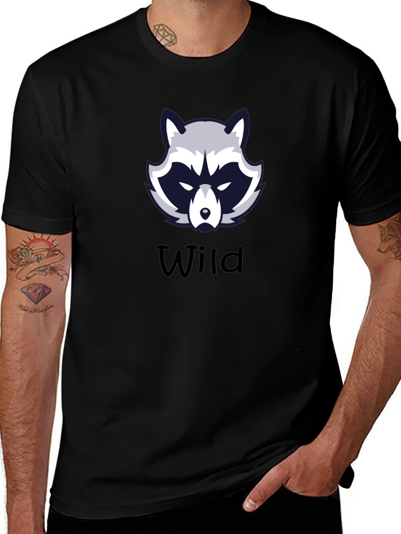 Wild Raccoon Graphic Tee - Black