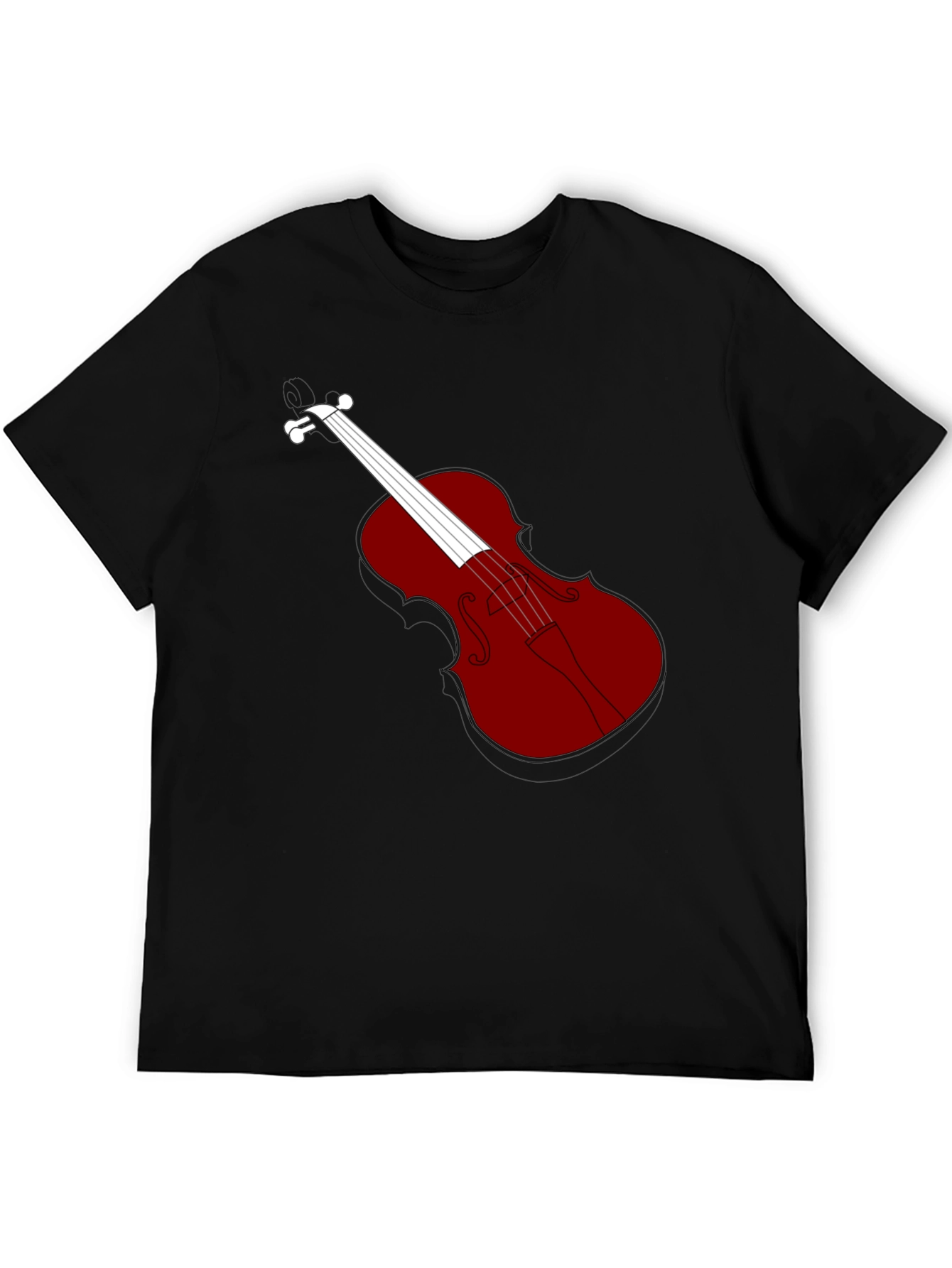 Violin Graphic Tee - Black Cotton Blend T-Shirt