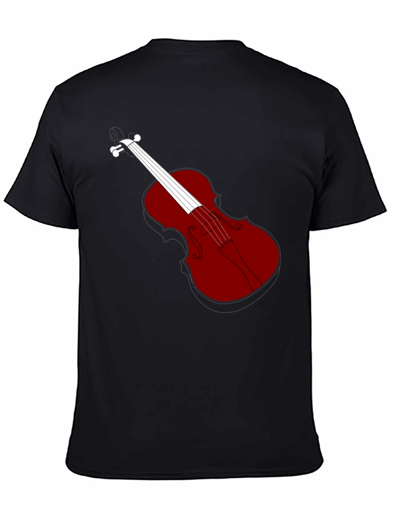 Violin Graphic Tee - Black Cotton Blend T-Shirt