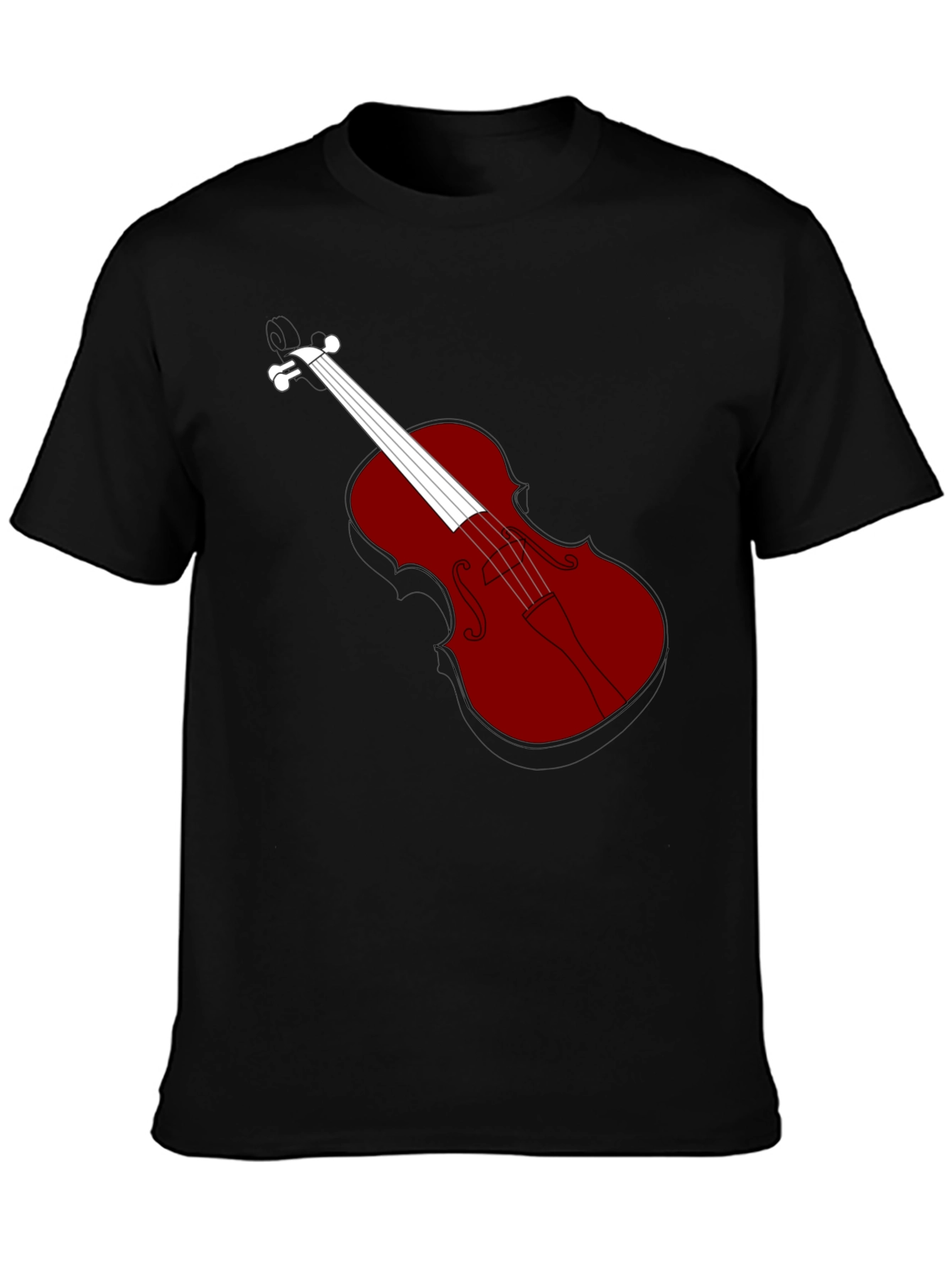 Violin Graphic Tee - Black Cotton Blend T-Shirt
