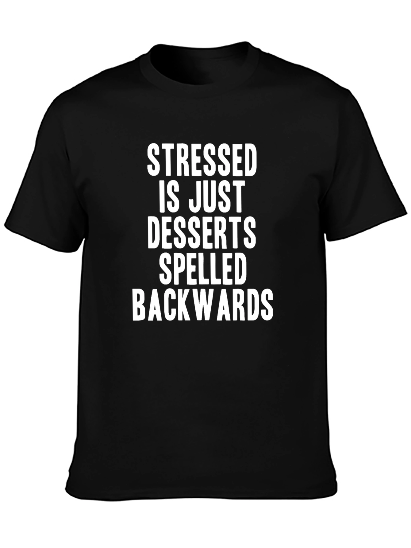 Stressed is Desserts Backwards Mens Black T-Shirt