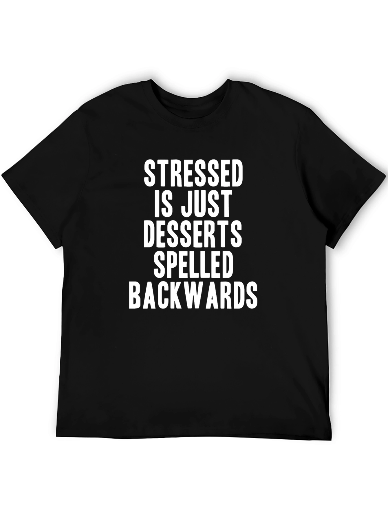 Stressed is Desserts Backwards Mens Black T-Shirt
