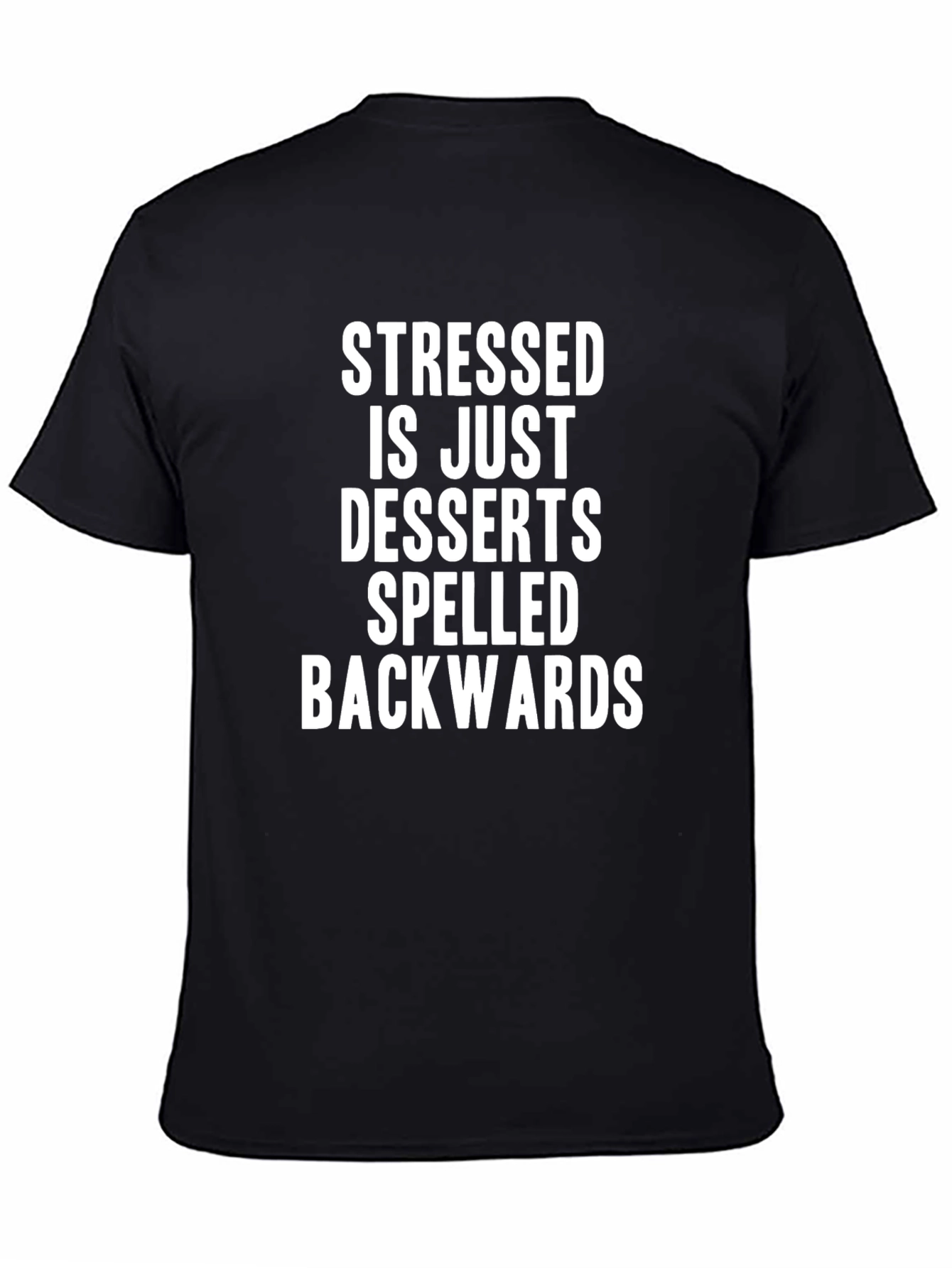 Stressed is Desserts Backwards Mens Black T-Shirt