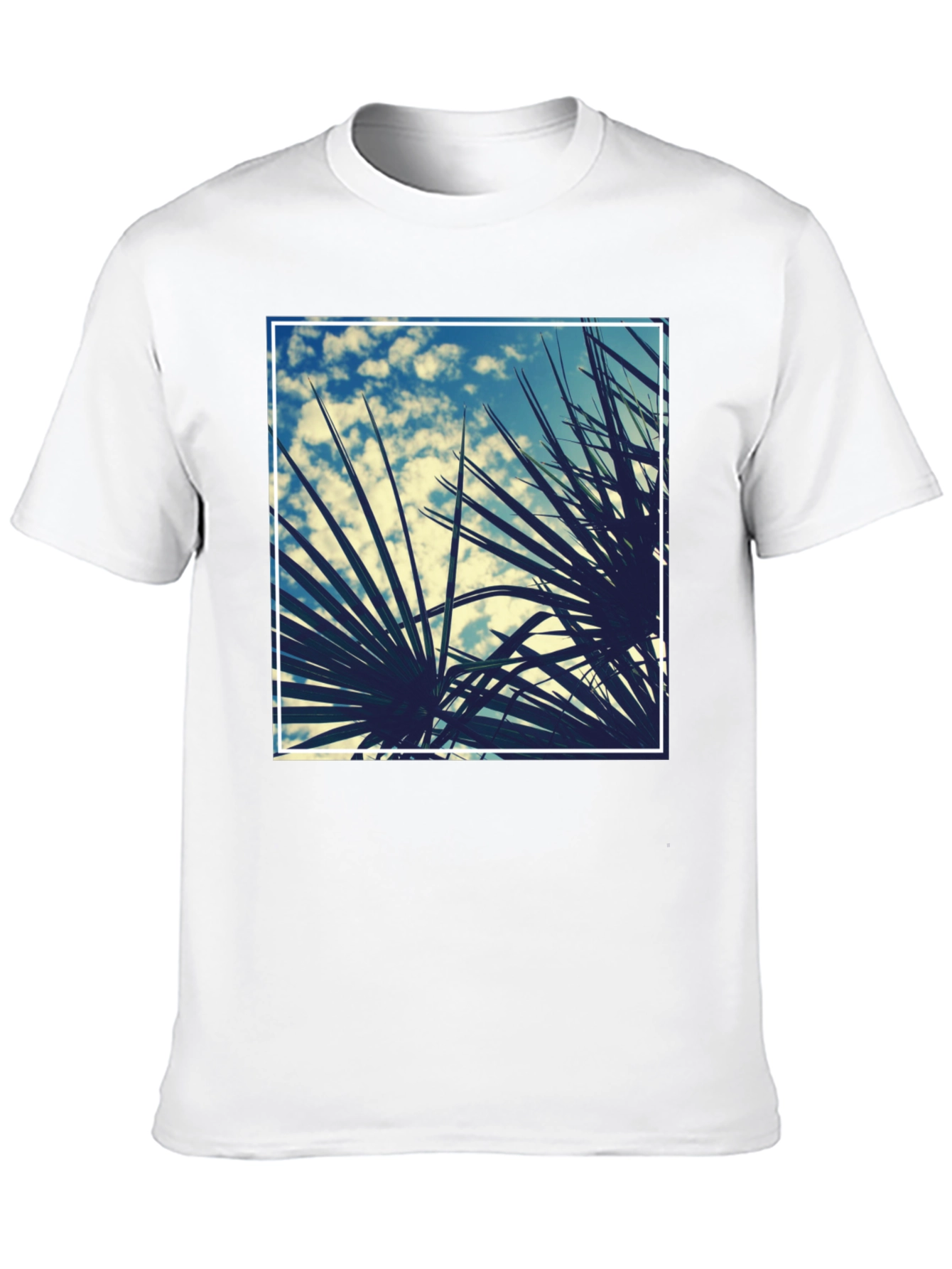 Tropical Palms Graphic Tee - Black Cotton Shirt
