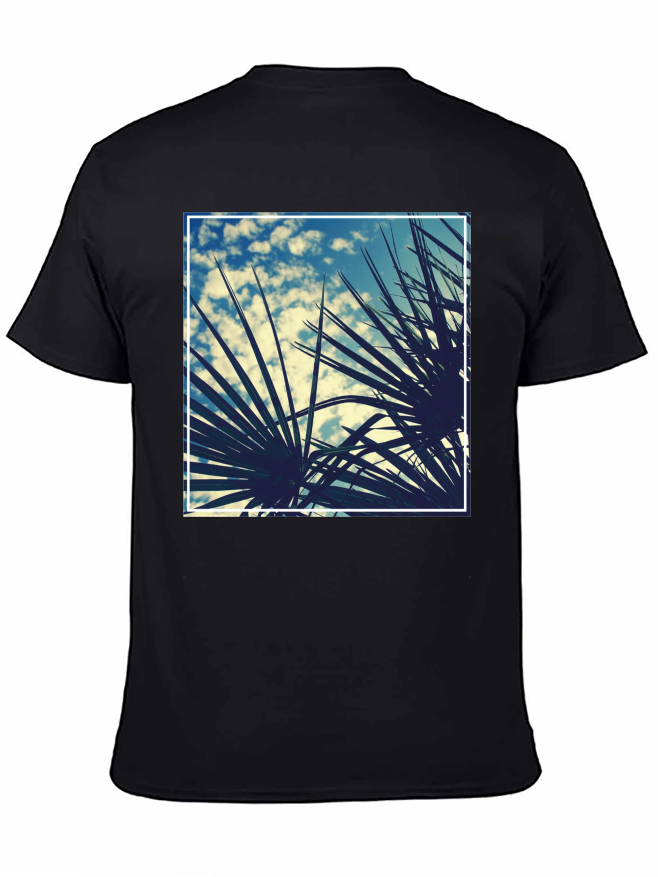 Tropical Palms Graphic Tee - Black Cotton Shirt