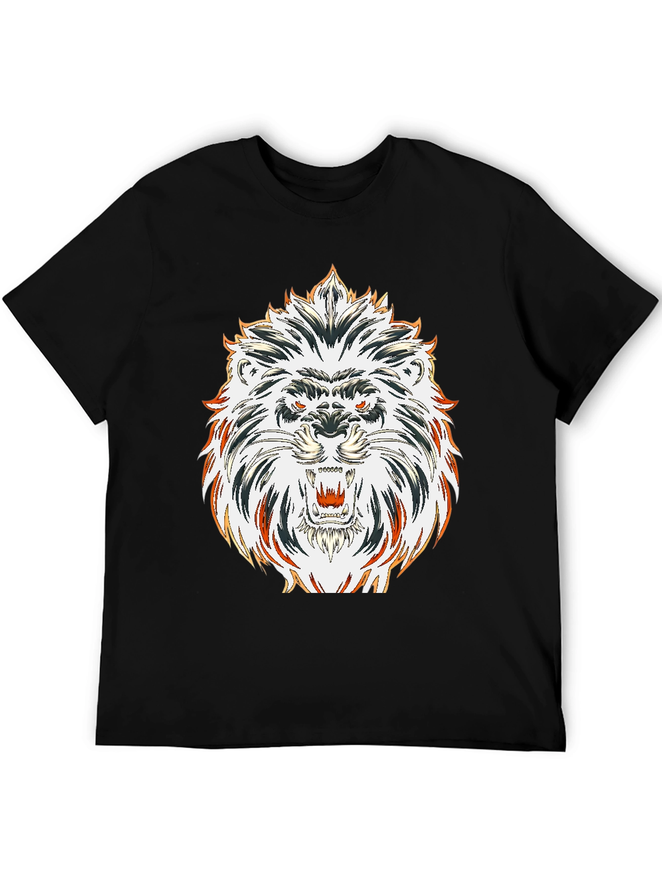 Bold Lion Graphic Tee - Black Cotton
