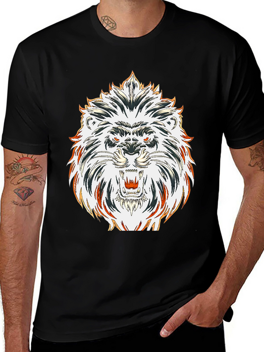Bold Lion Graphic Tee - Black Cotton