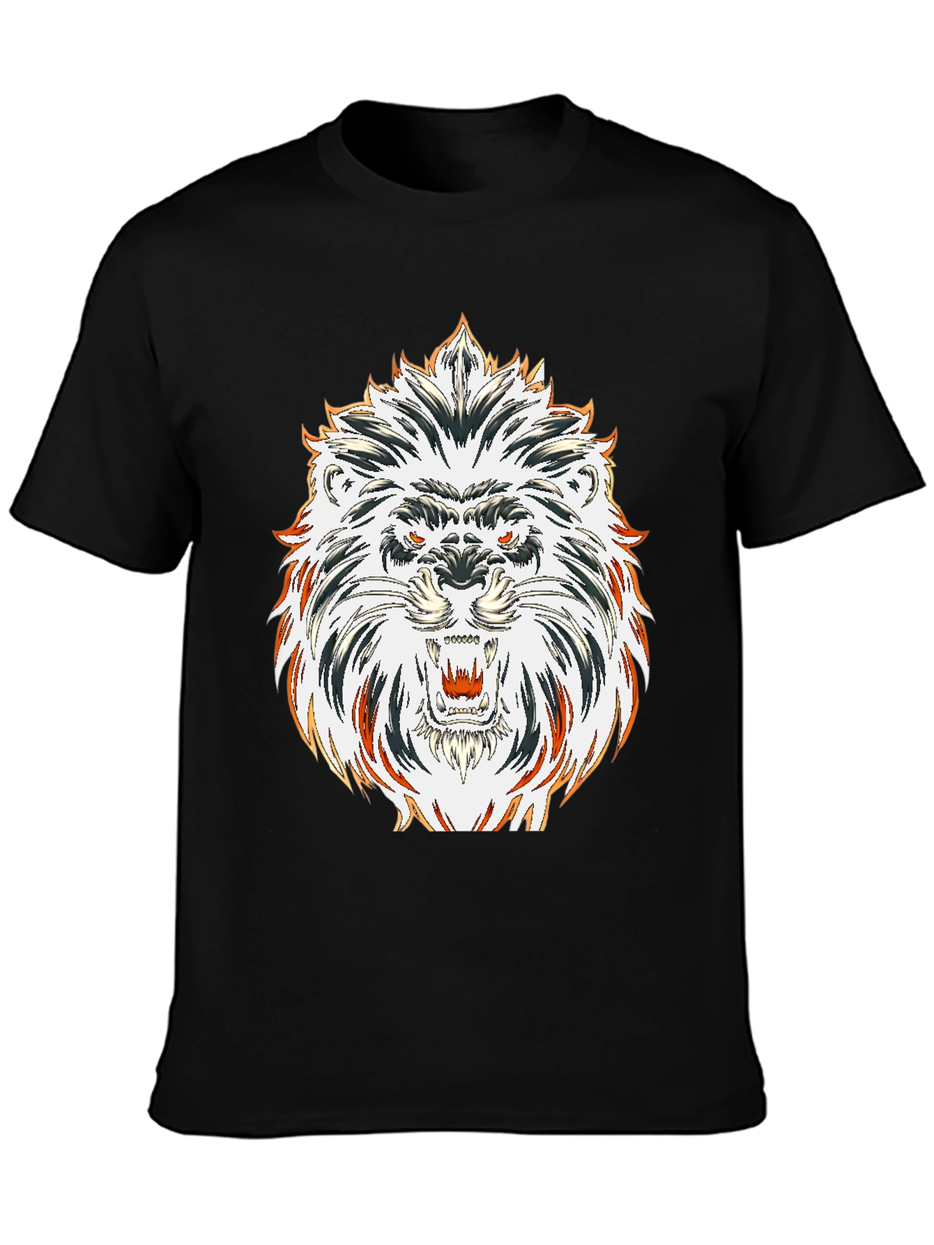 Bold Lion Graphic Tee - Black Cotton