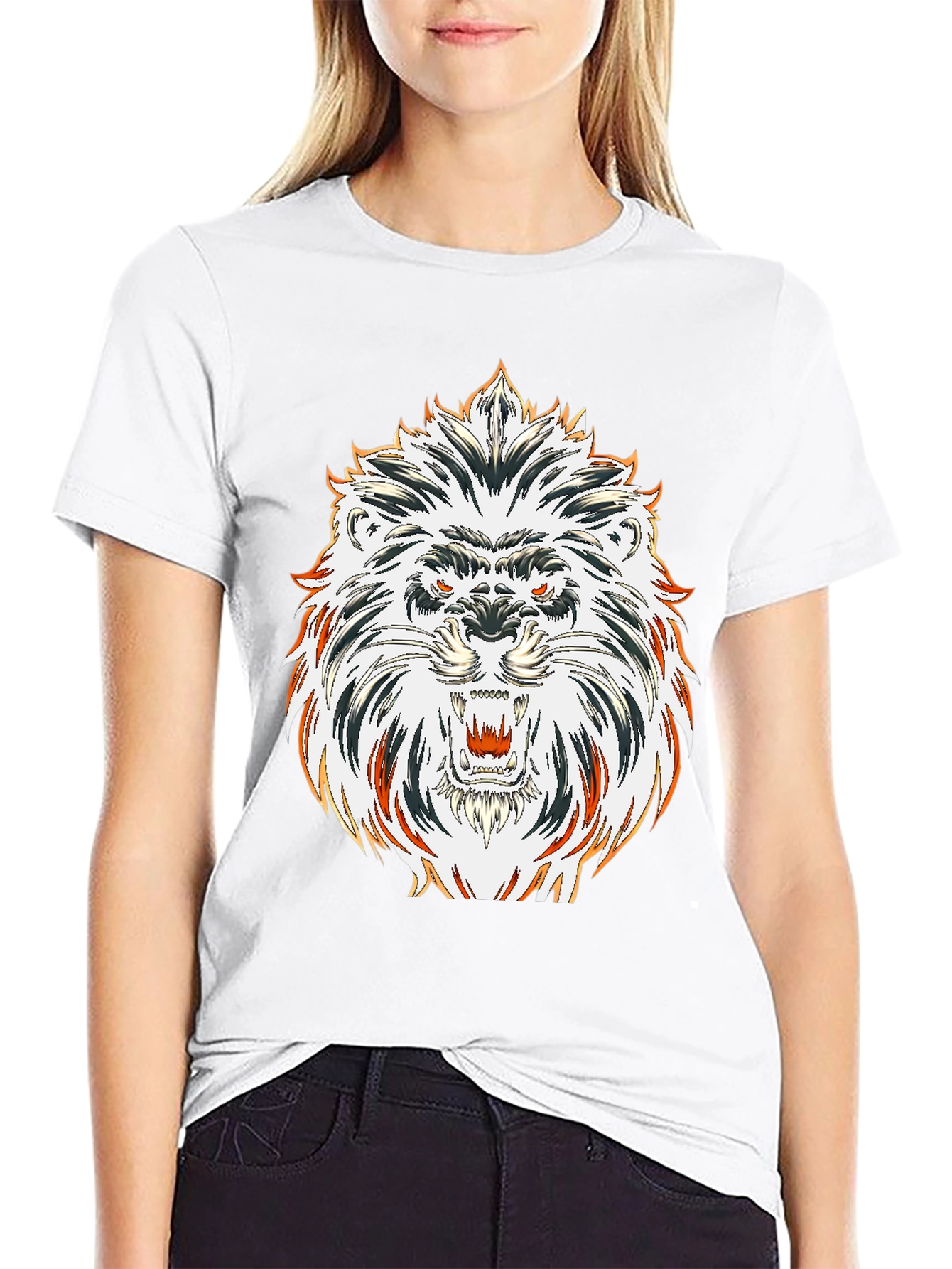 Bold Lion Graphic Tee - Black Cotton