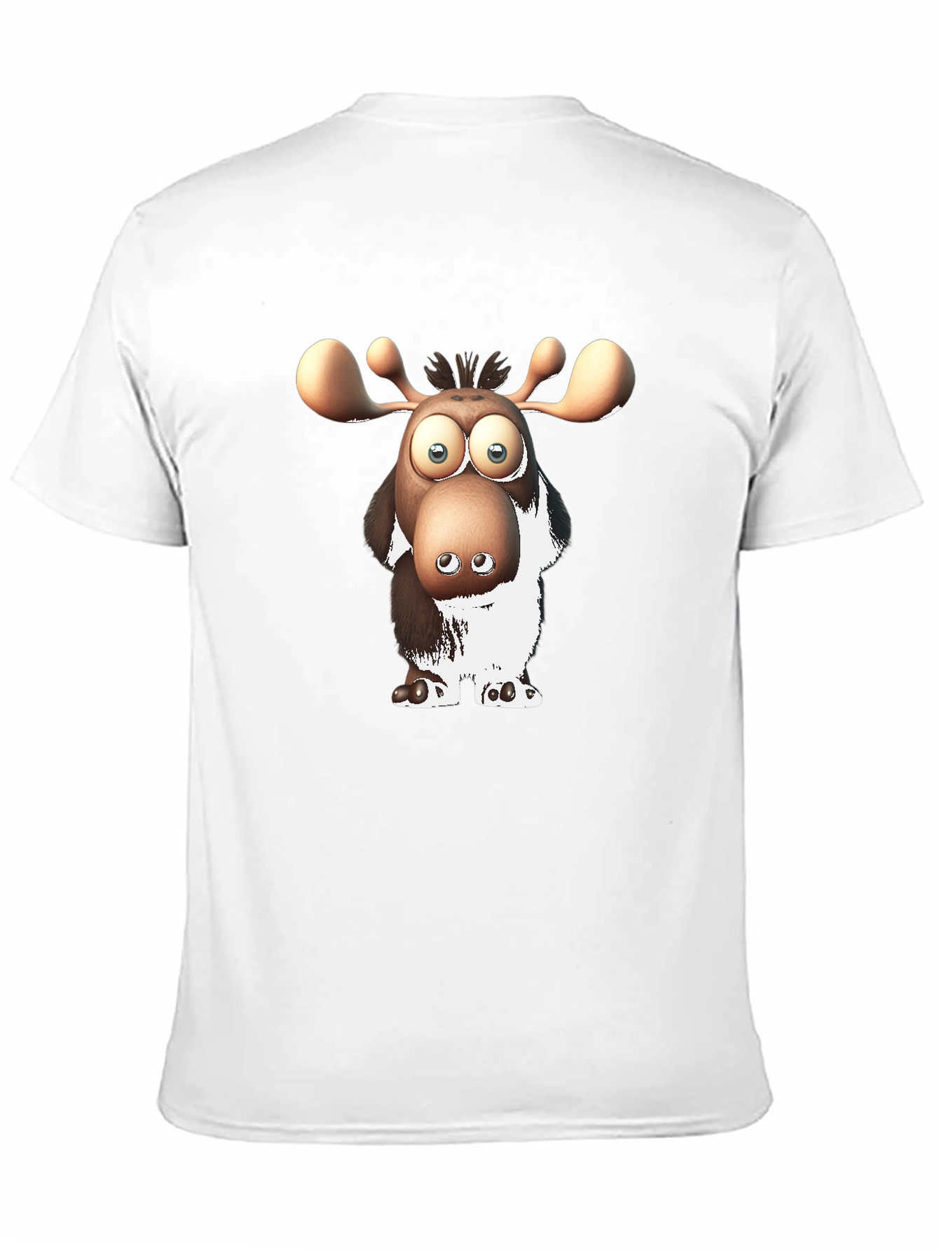 Cartoon Moose Graphic Black T-Shirt