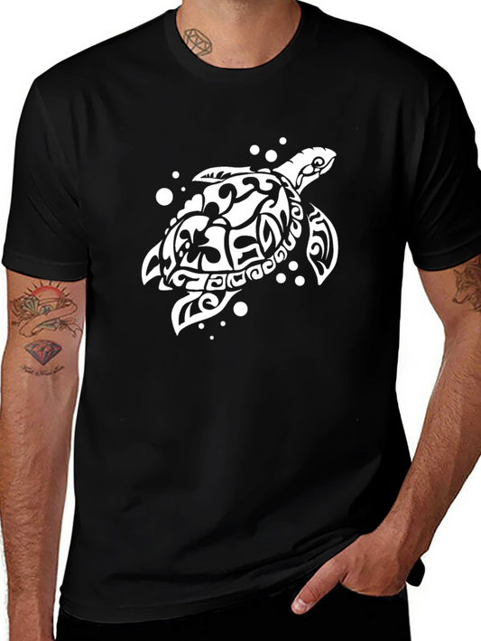Tribal Sea Turtle Graphic Tee - Black