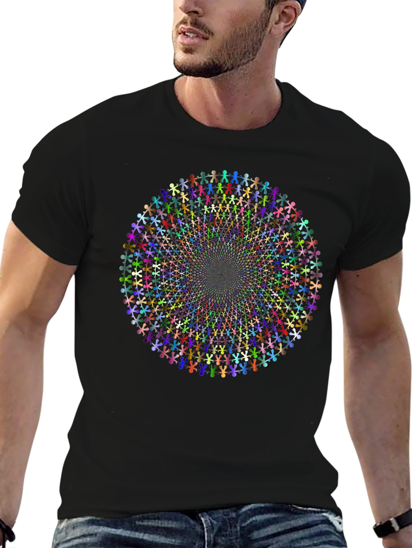 Vibrant People Circle Graphic T-Shirt - Black