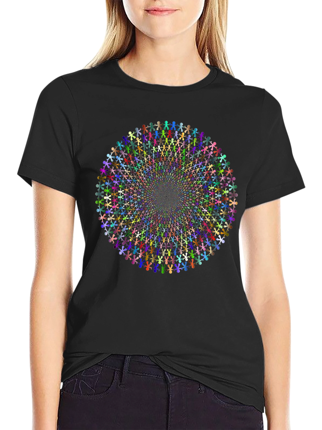 Vibrant People Circle Graphic T-Shirt - Black