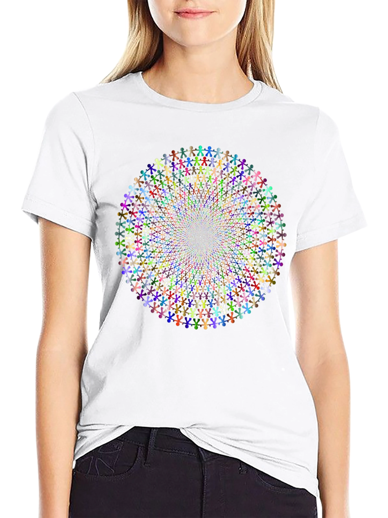 Vibrant People Circle Graphic T-Shirt - Black