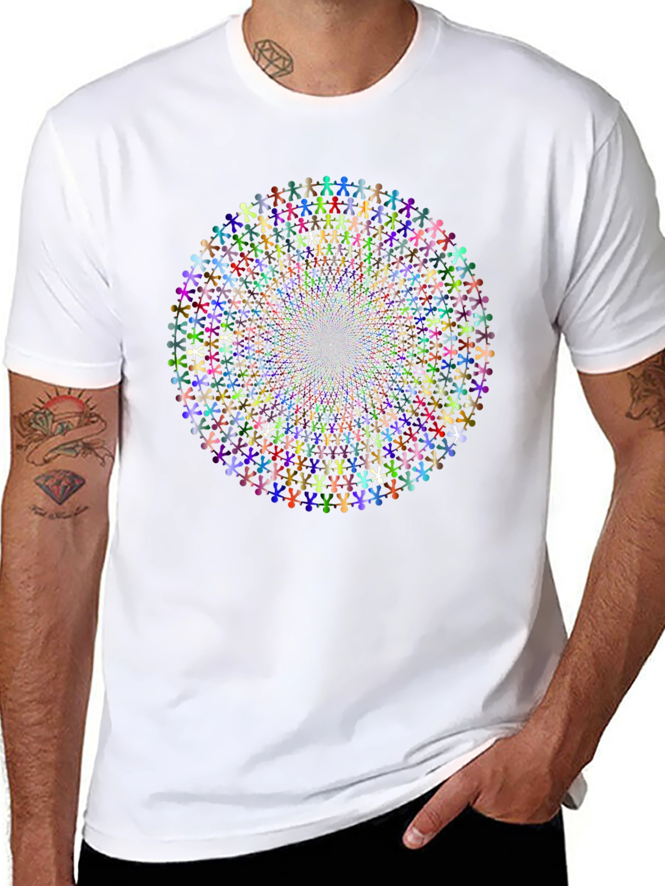 Vibrant People Circle Graphic T-Shirt - Black