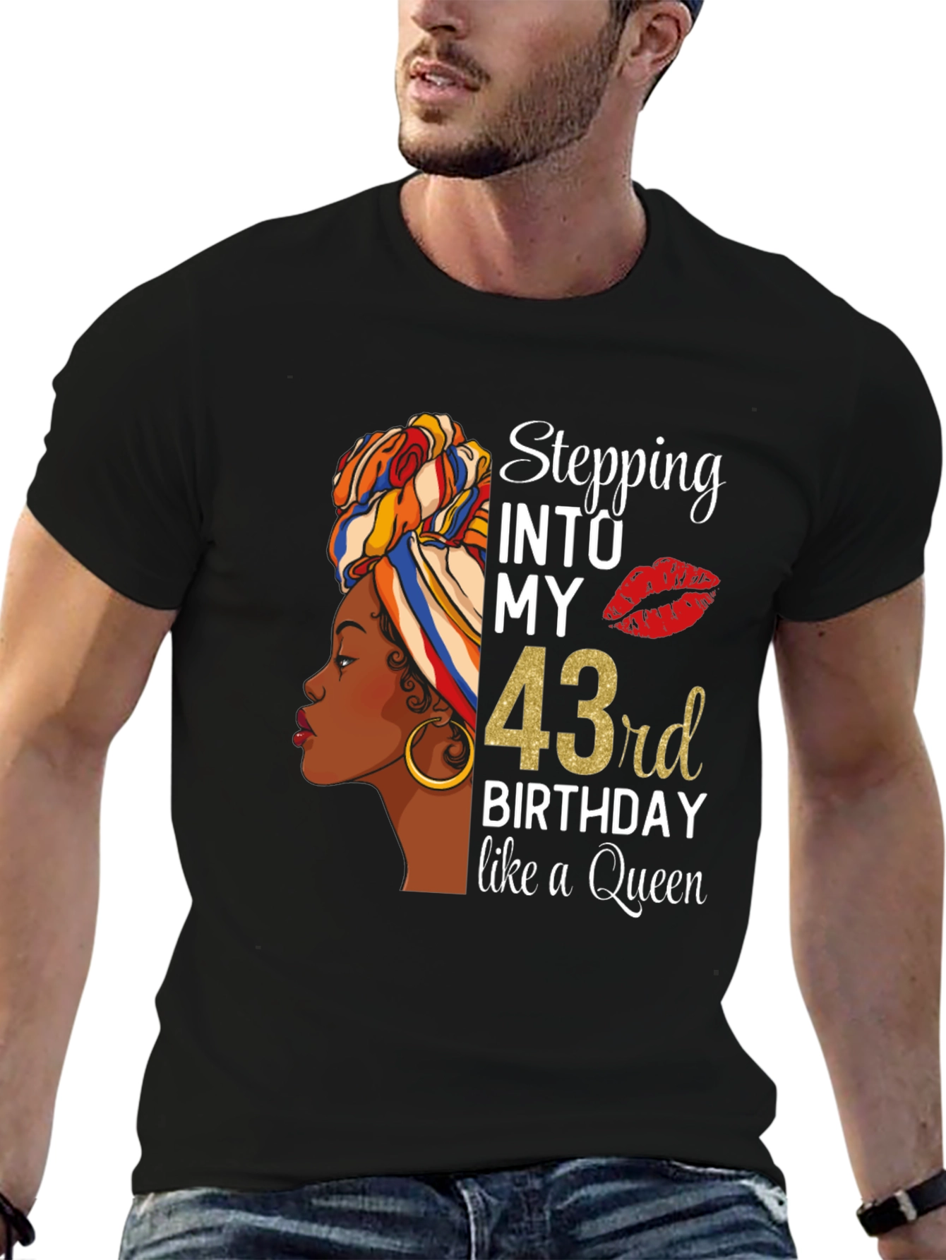 Stepping Into My 43rd Birthday Queen T-Shirt