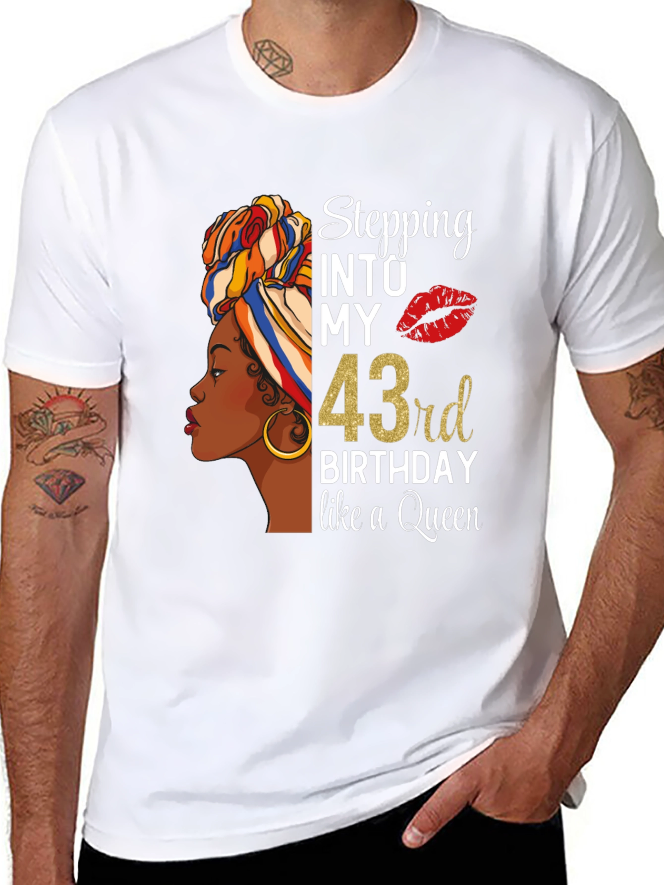 Stepping Into My 43rd Birthday Queen T-Shirt