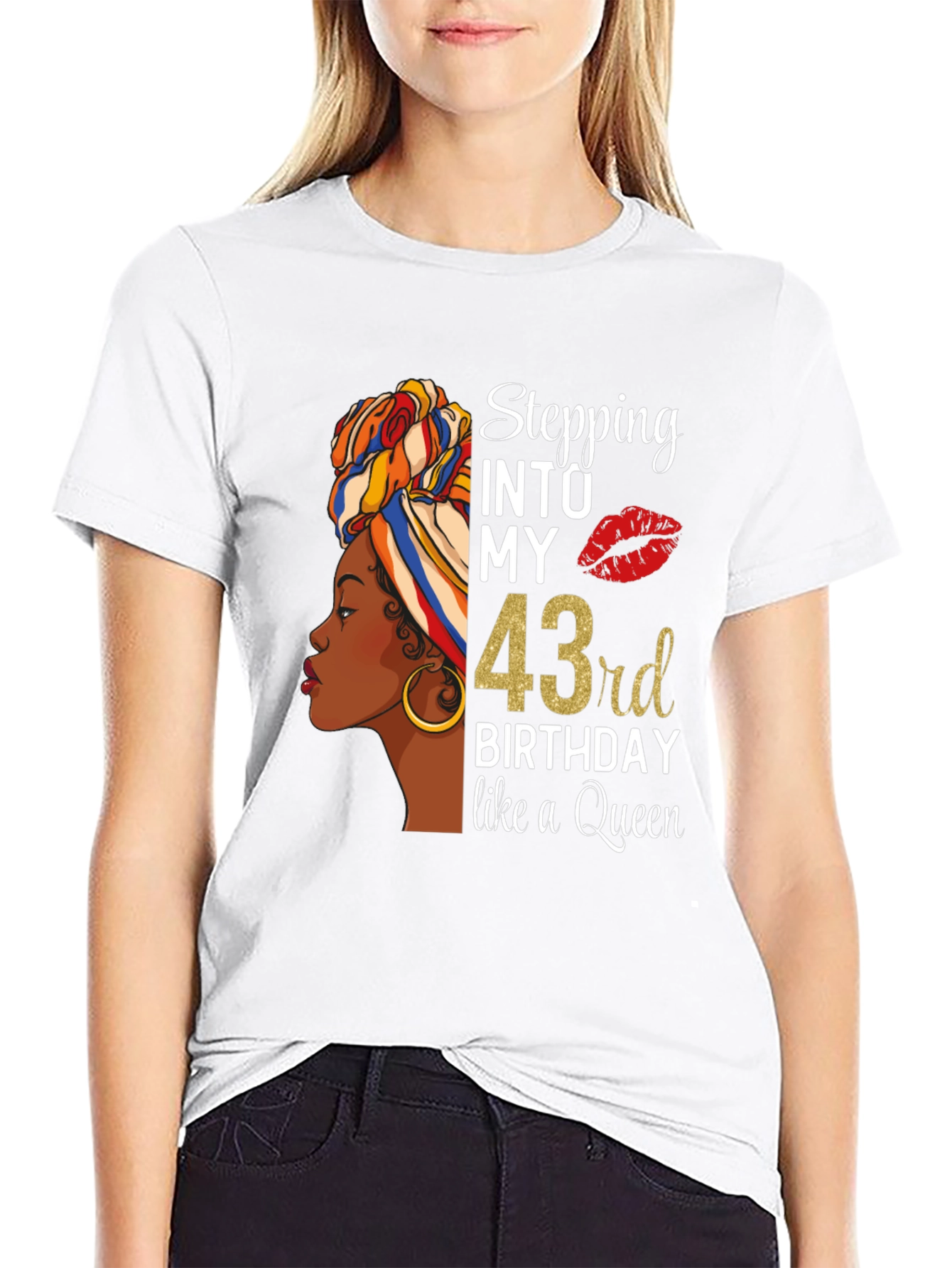 Stepping Into My 43rd Birthday Queen T-Shirt