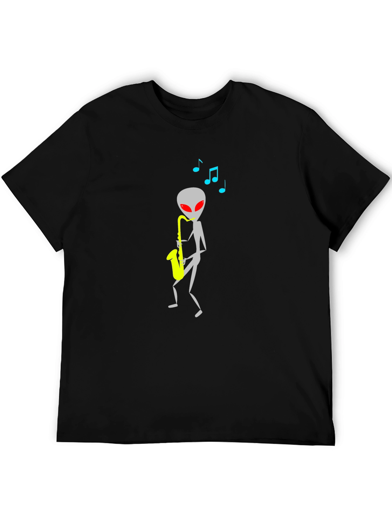 Alien Sax Player Black Graphic Tee