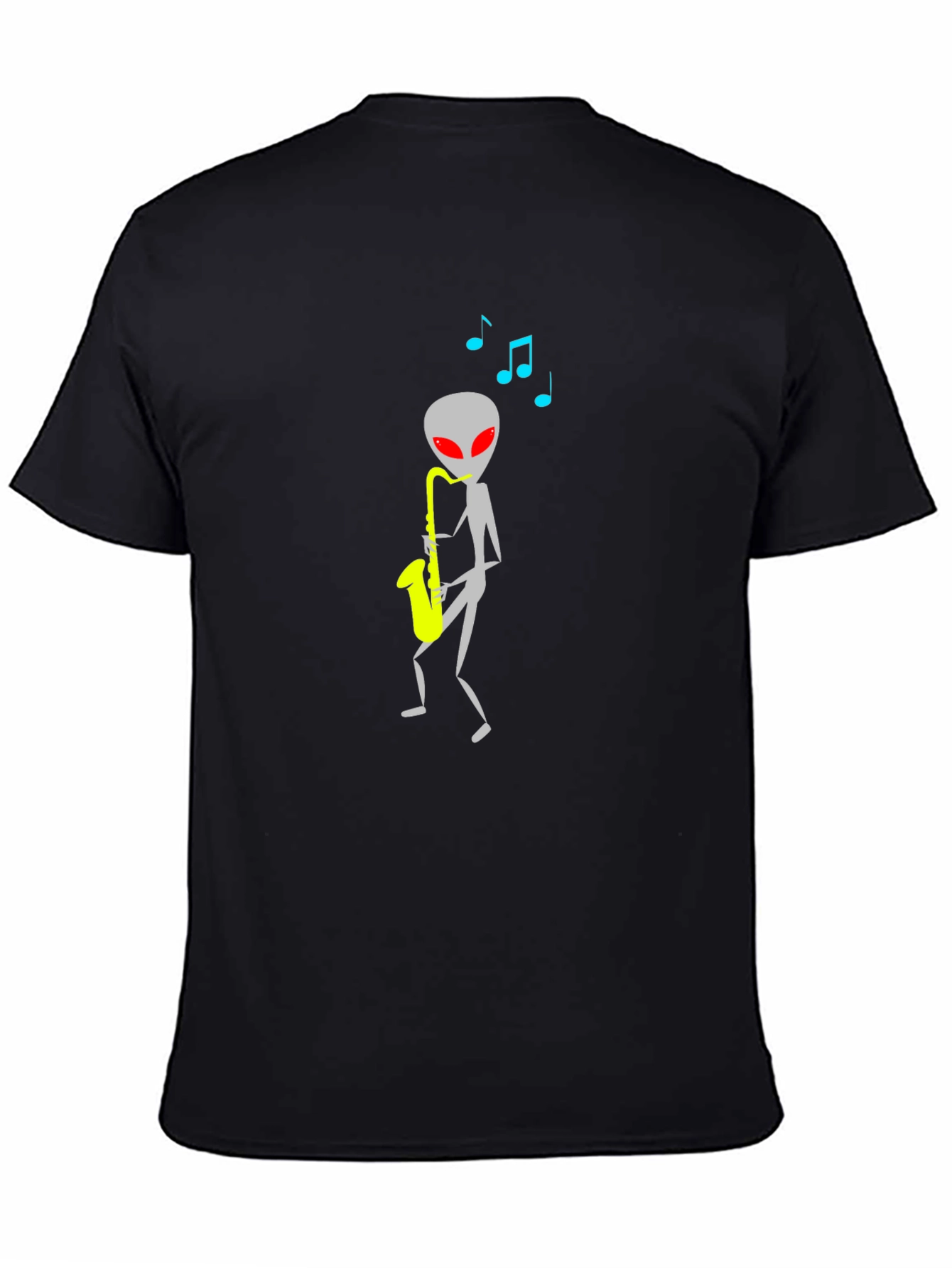 Alien Sax Player Black Graphic Tee