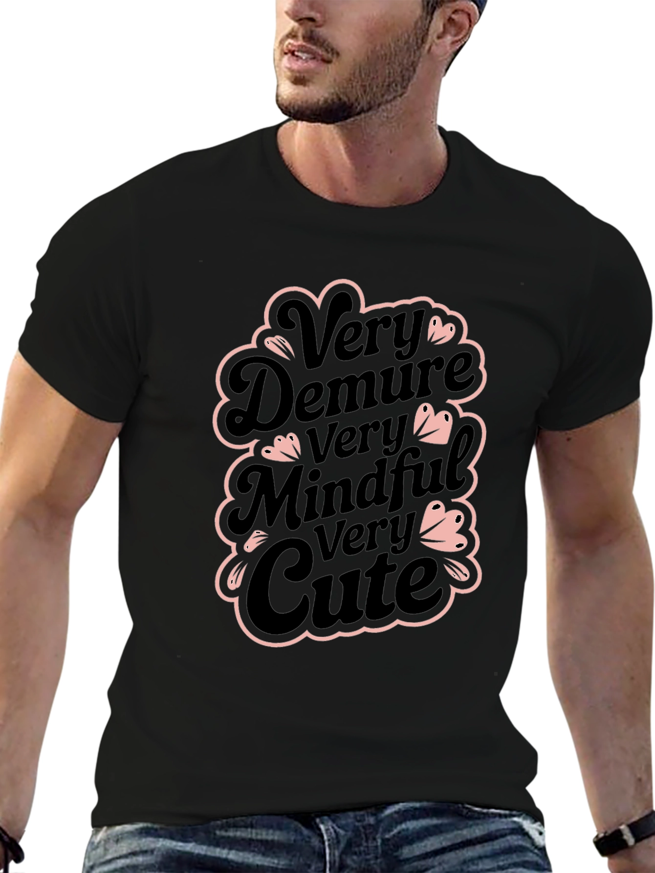 Very Demure Mindful Cute Black T-Shirt