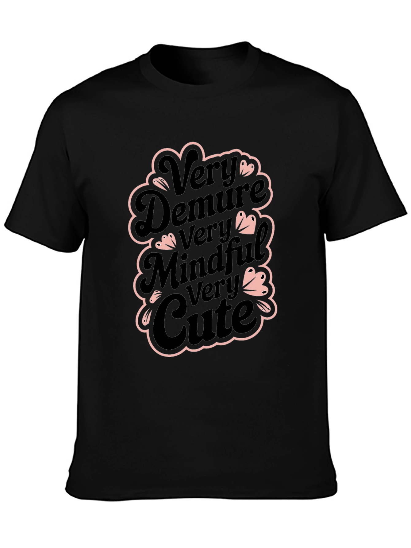 Very Demure Mindful Cute Black T-Shirt