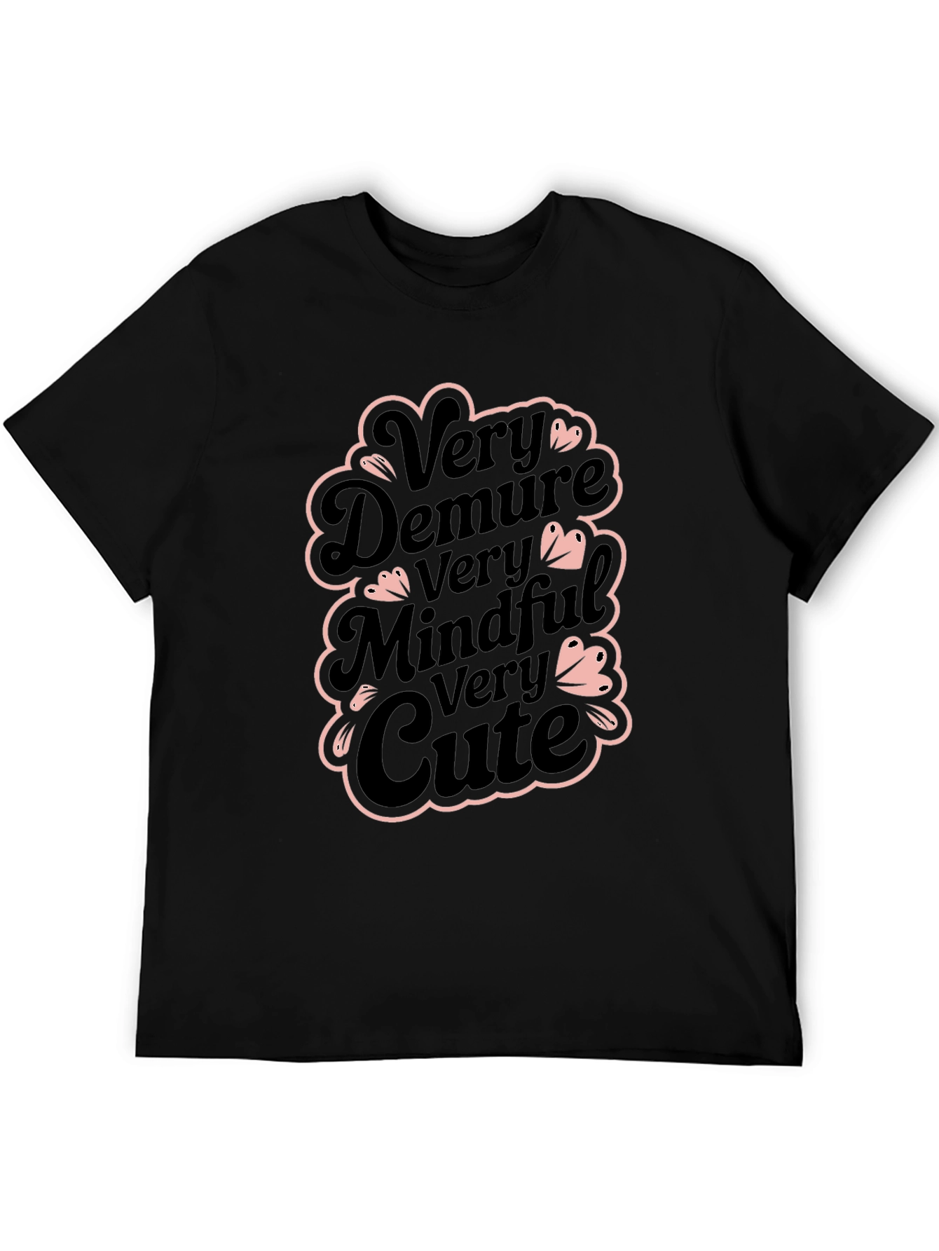 Very Demure Mindful Cute Black T-Shirt