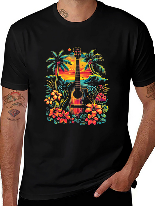 Tropical Guitar Graphic Tee - Island Vibes T-Shirt