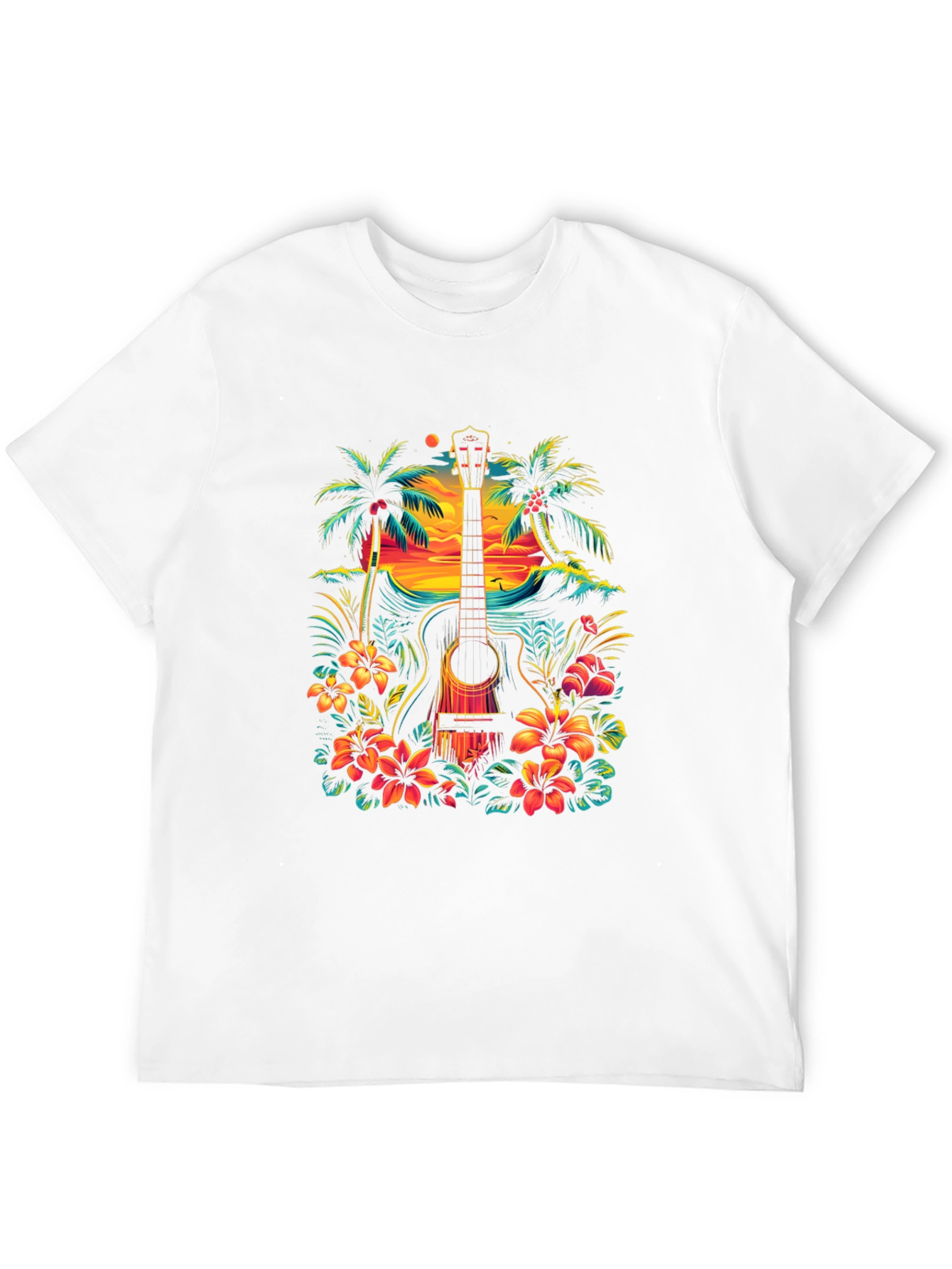 Tropical Guitar Graphic Tee - Island Vibes T-Shirt