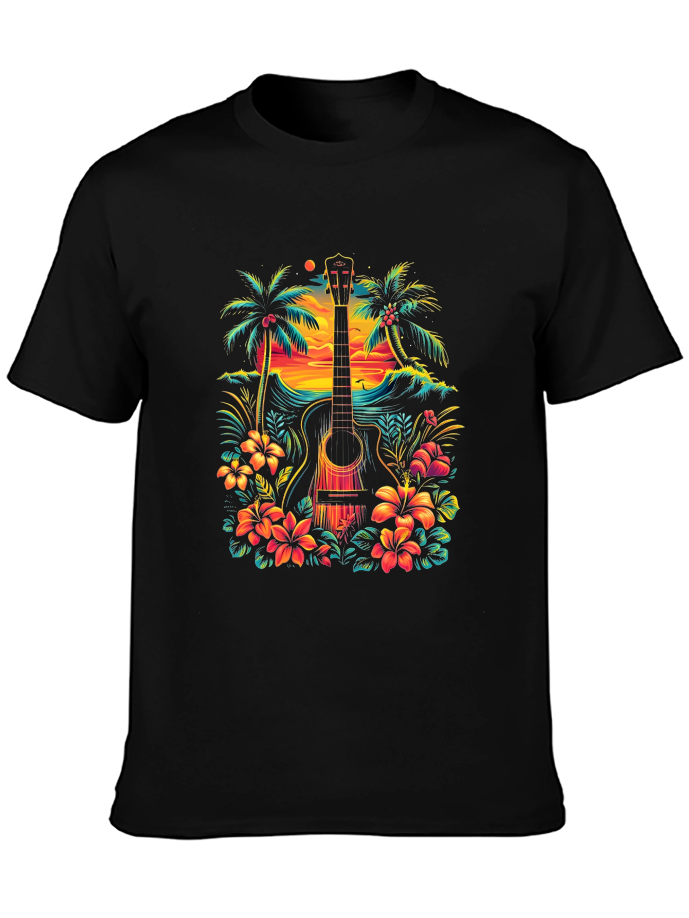 Tropical Guitar Graphic Tee - Island Vibes T-Shirt