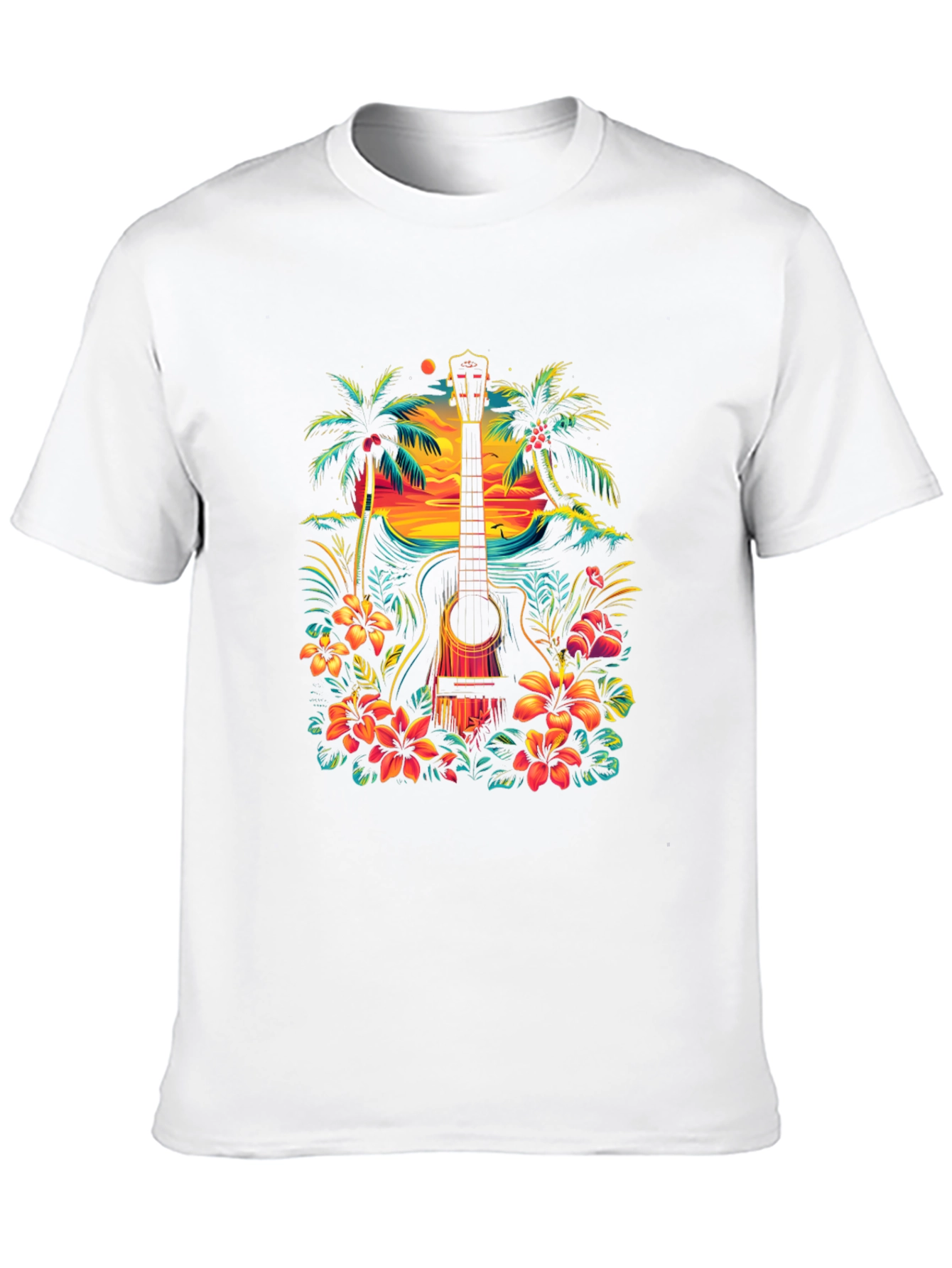 Tropical Guitar Graphic Tee - Island Vibes T-Shirt