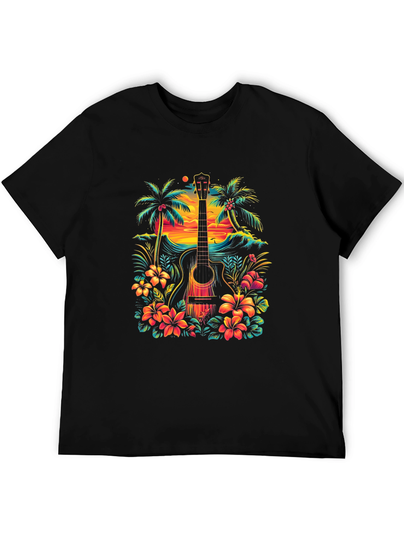 Tropical Guitar Graphic Tee - Island Vibes T-Shirt
