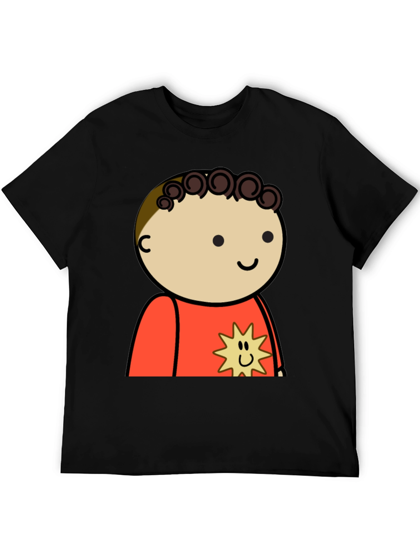 Cartoon Character Print Black T-Shirt