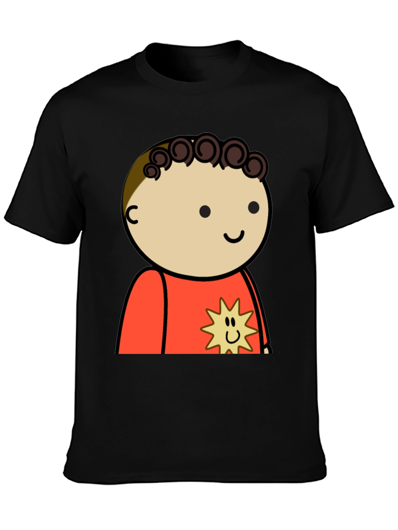 Cartoon Character Print Black T-Shirt